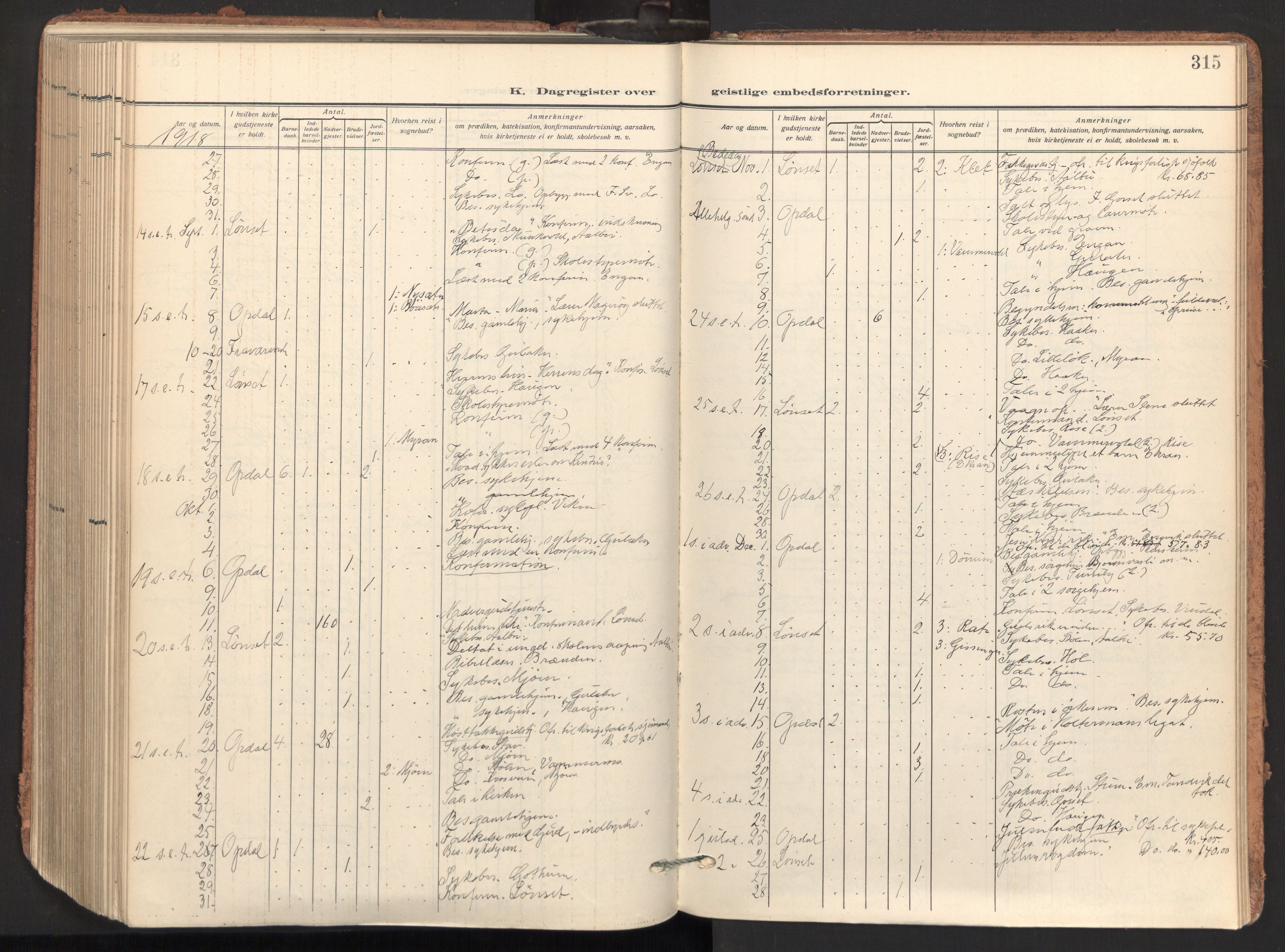 Ministerialprotokoller, klokkerbøker og fødselsregistre - Sør-Trøndelag, AV/SAT-A-1456/678/L0909: Parish register (official) no. 678A17, 1912-1930, p. 315