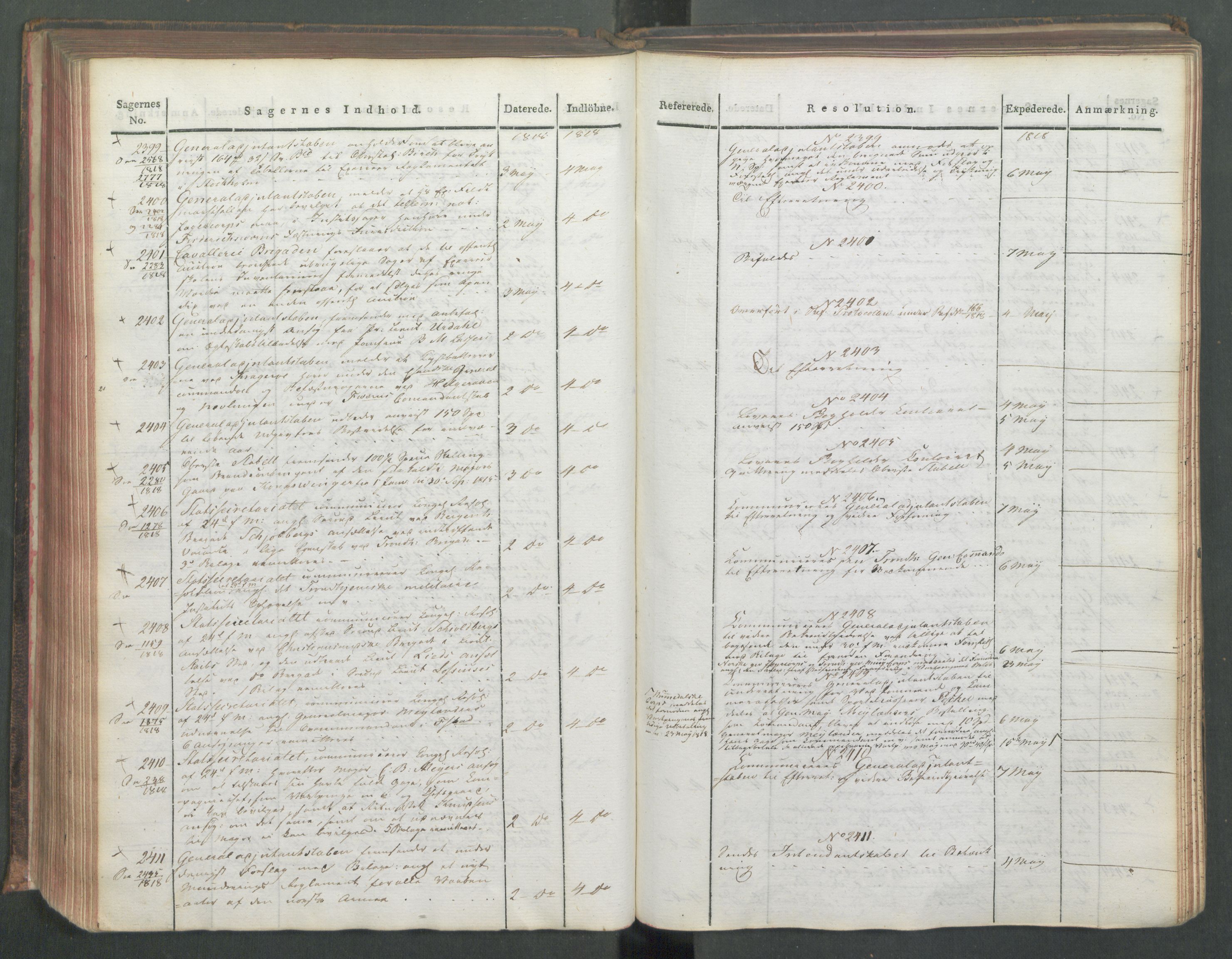 Armédepartementet, AV/RA-RAFA-3493/C/Ca/L0015: 6. Departements Journal, 1818