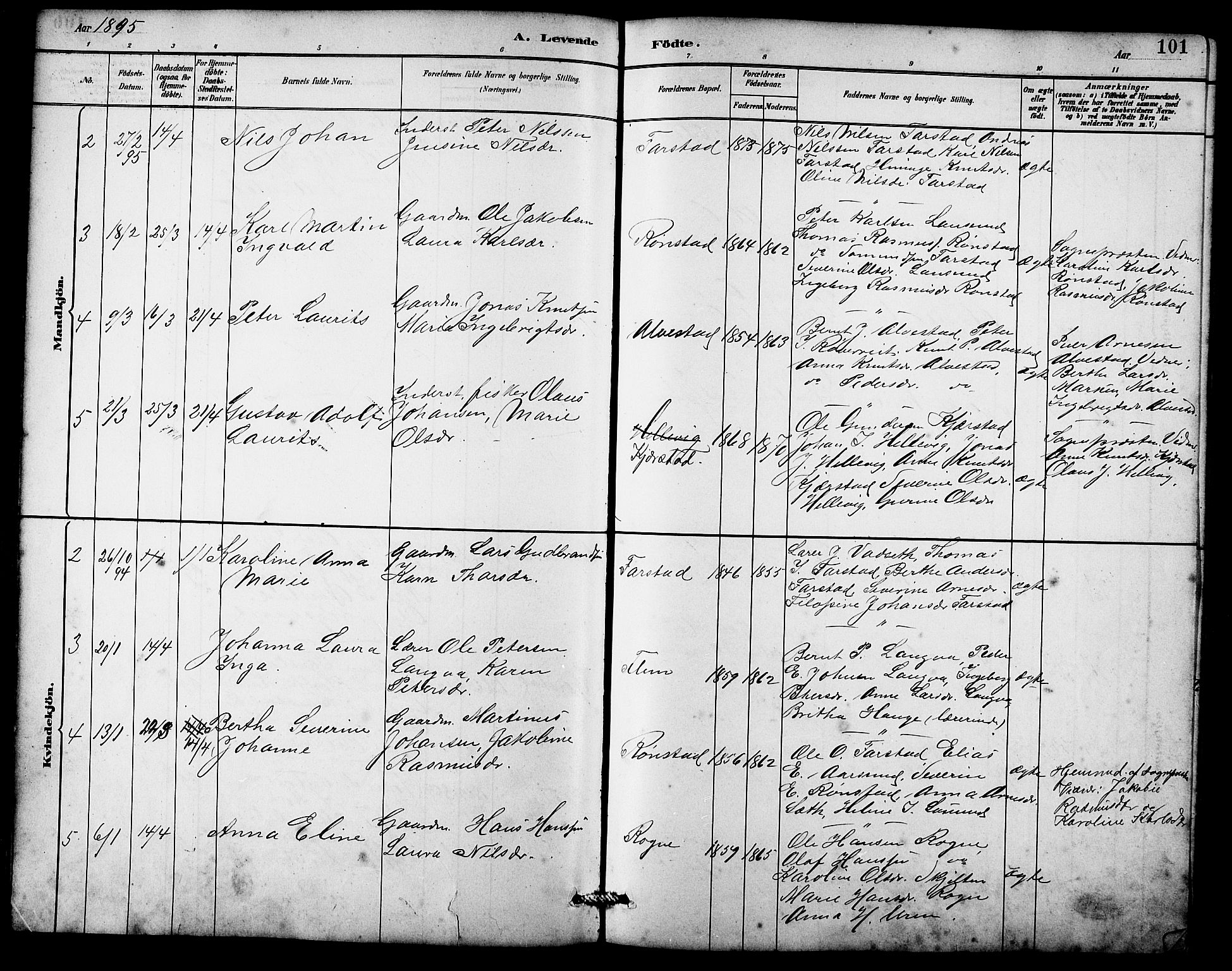 Ministerialprotokoller, klokkerbøker og fødselsregistre - Møre og Romsdal, AV/SAT-A-1454/536/L0510: Parish register (copy) no. 536C05, 1881-1898, p. 101