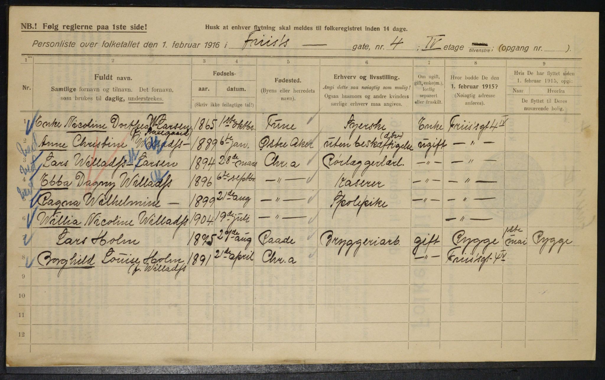 OBA, Municipal Census 1916 for Kristiania, 1916, p. 27402