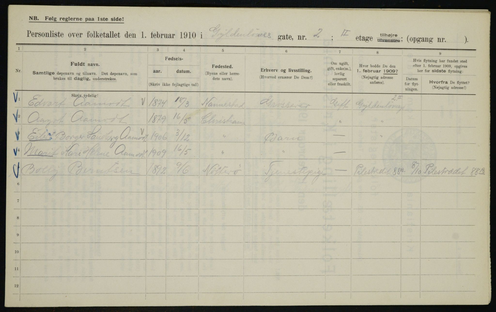 OBA, Municipal Census 1910 for Kristiania, 1910, p. 31143