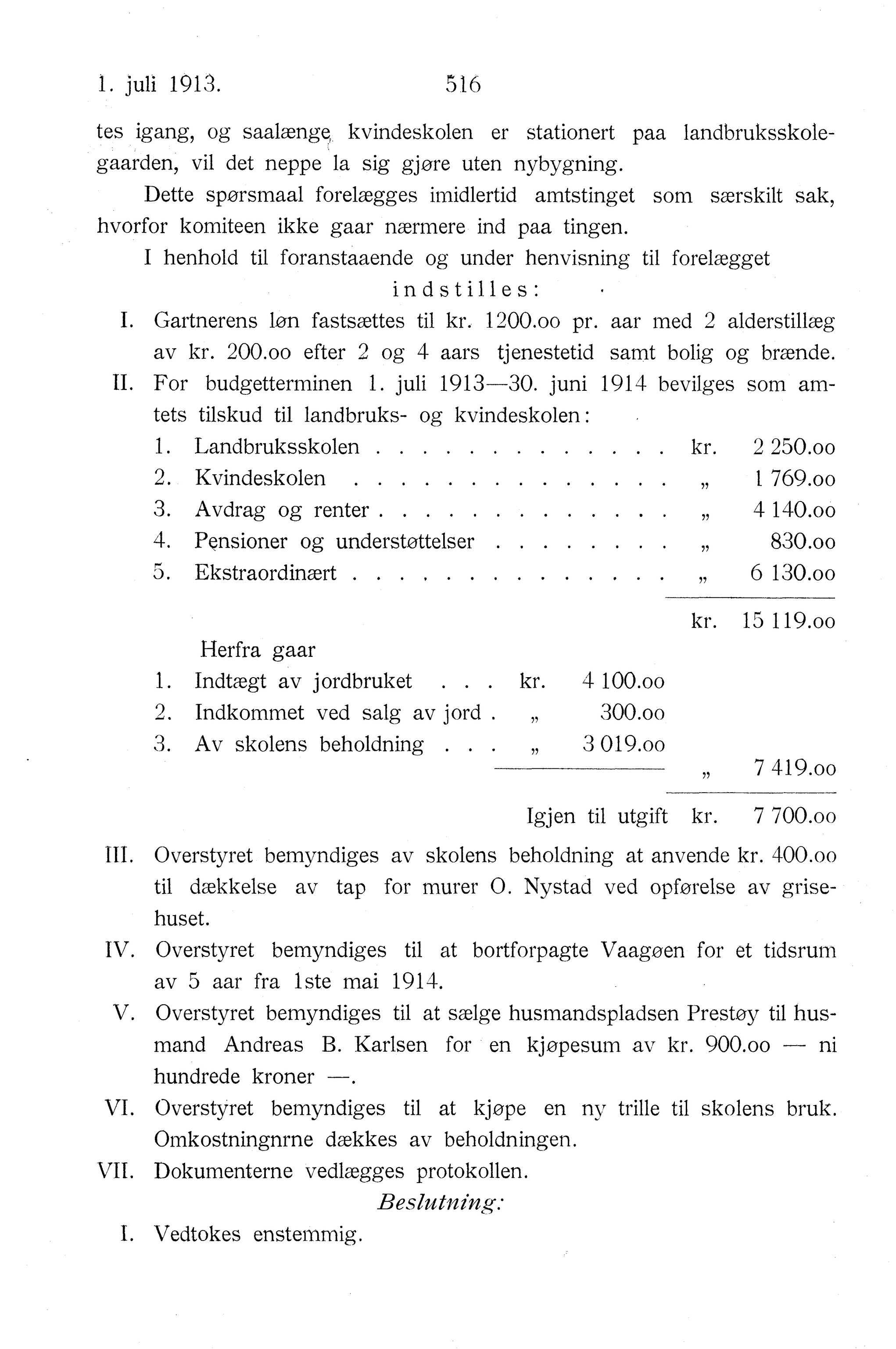 Nordland Fylkeskommune. Fylkestinget, AIN/NFK-17/176/A/Ac/L0036: Fylkestingsforhandlinger 1913, 1913