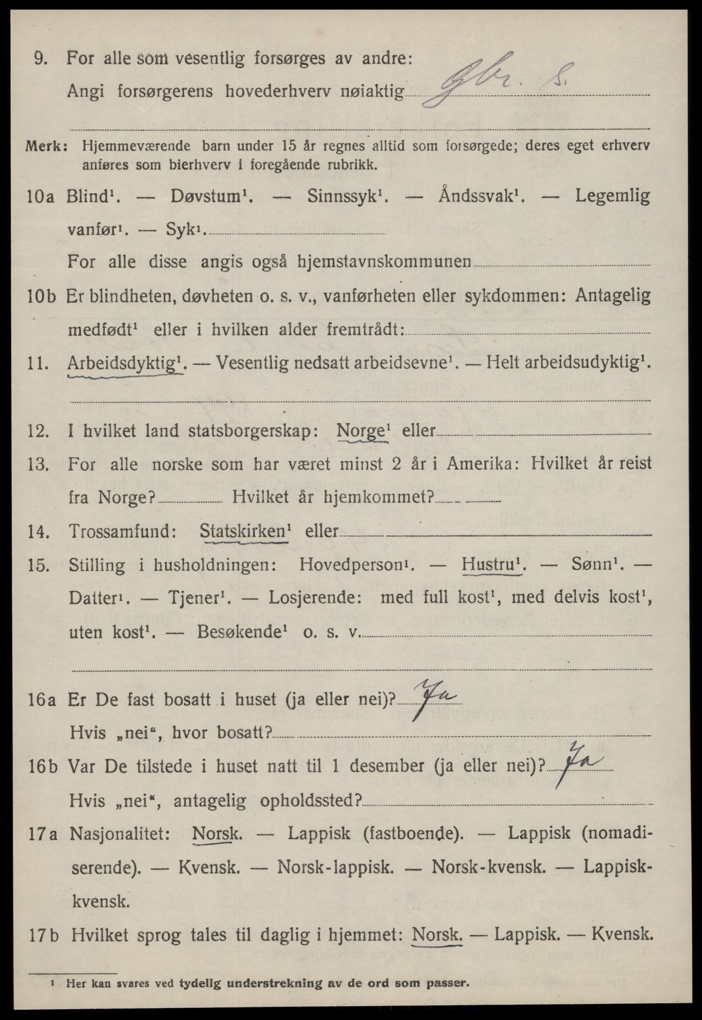 SAT, 1920 census for Agdenes, 1920, p. 2268