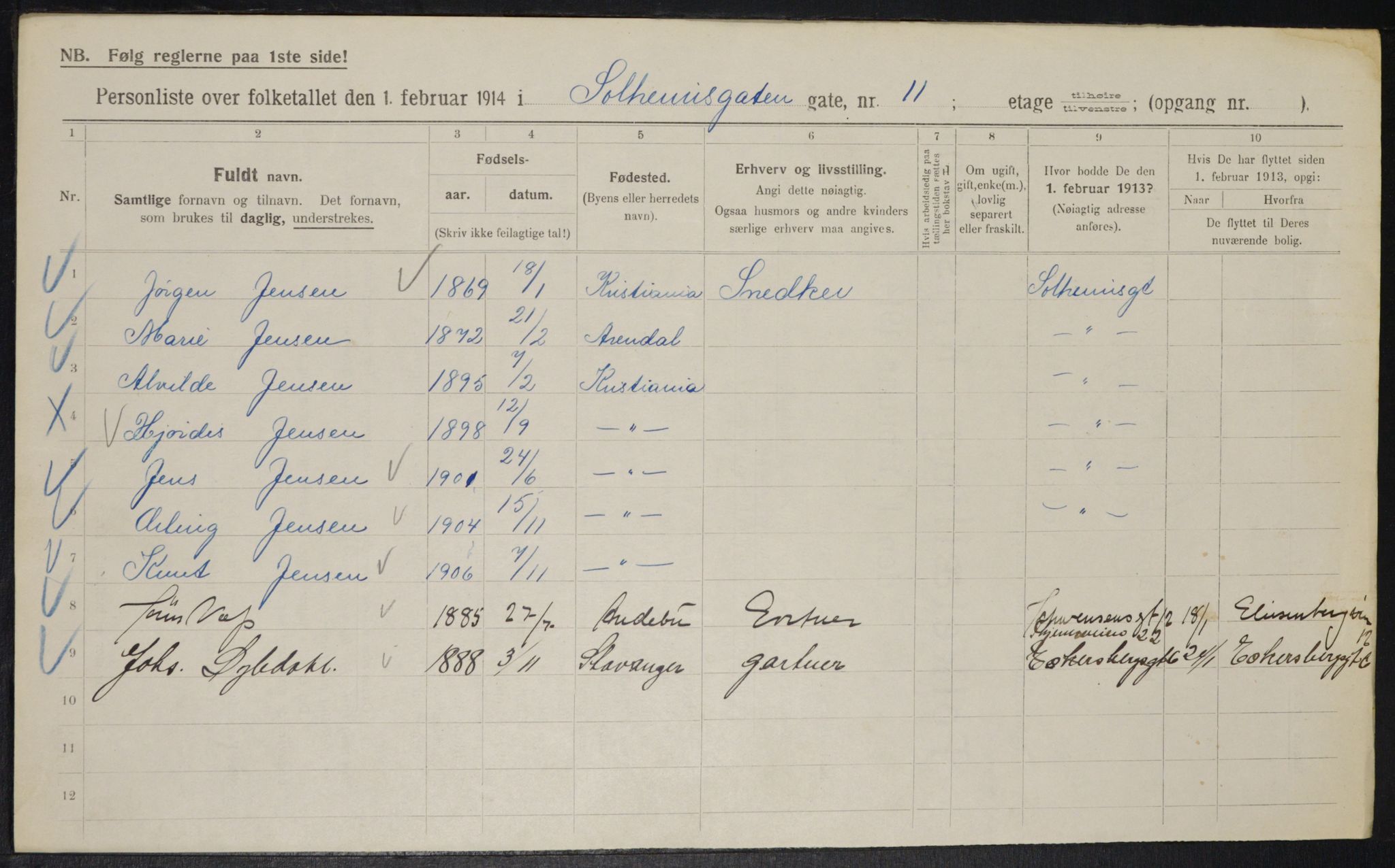 OBA, Municipal Census 1914 for Kristiania, 1914, p. 99490