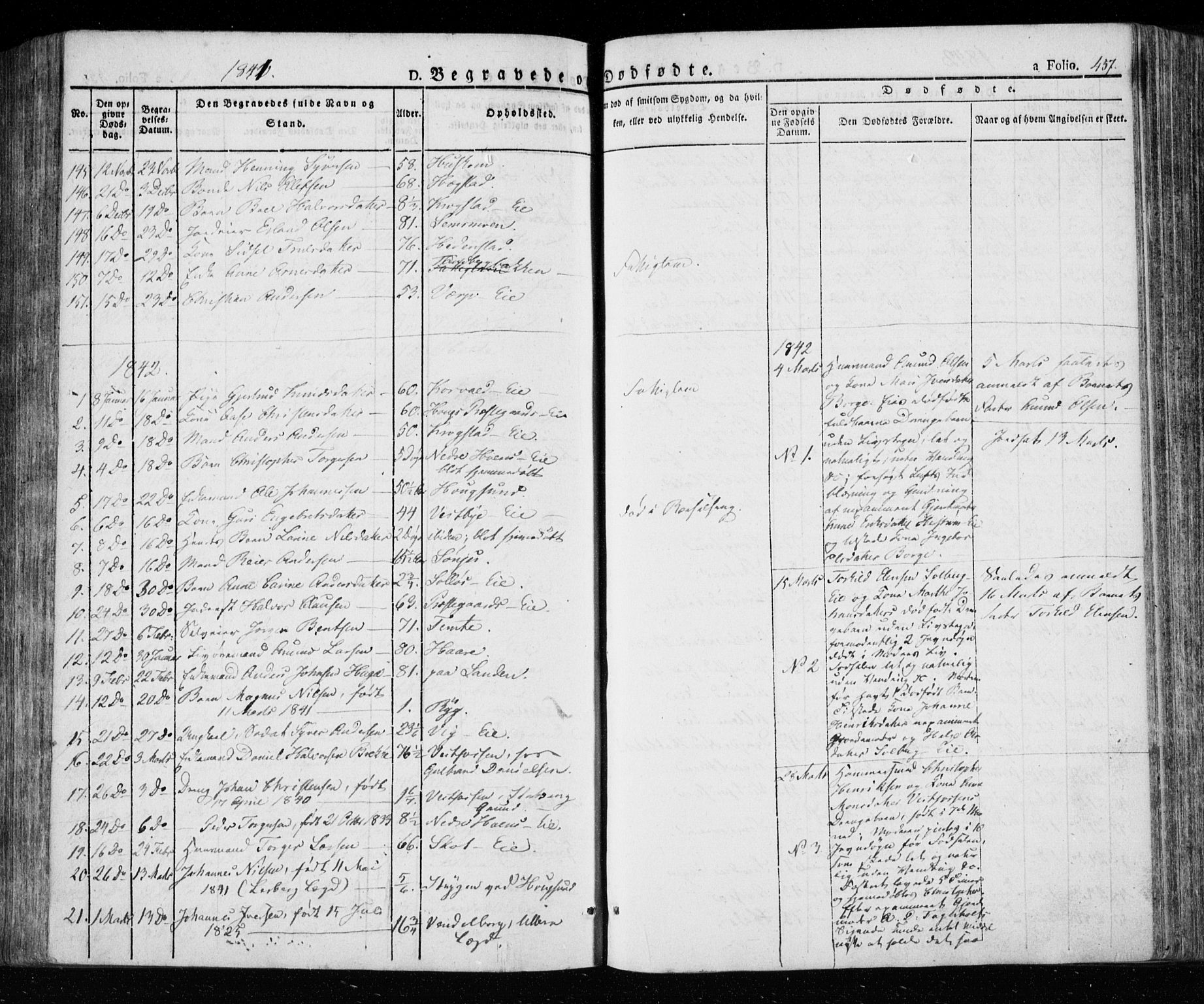 Eiker kirkebøker, SAKO/A-4/F/Fa/L0013a: Parish register (official) no. I 13A, 1832-1845, p. 457