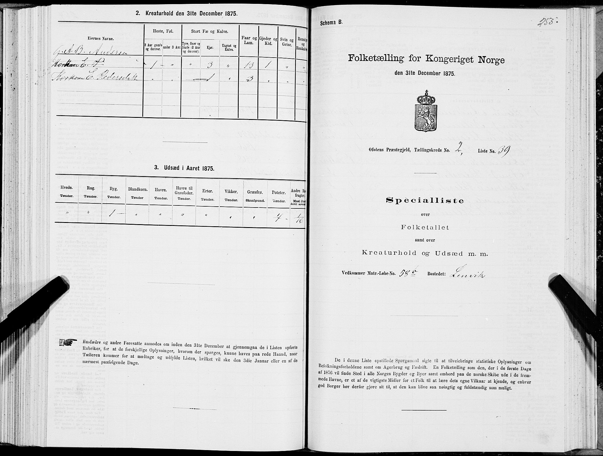 SAT, 1875 census for 1853P Ofoten, 1875, p. 1255