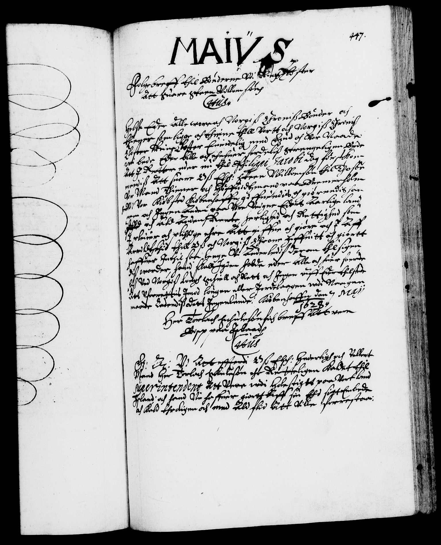 Danske Kanselli 1572-1799, RA/EA-3023/F/Fc/Fca/Fcaa/L0004: Norske registre (mikrofilm), 1617-1630, p. 447a