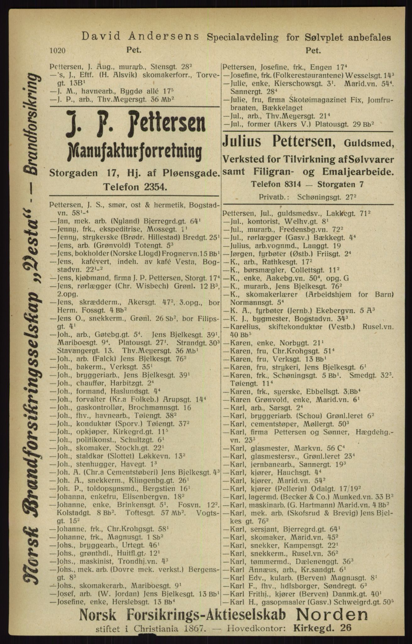 Kristiania/Oslo adressebok, PUBL/-, 1916, p. 1020