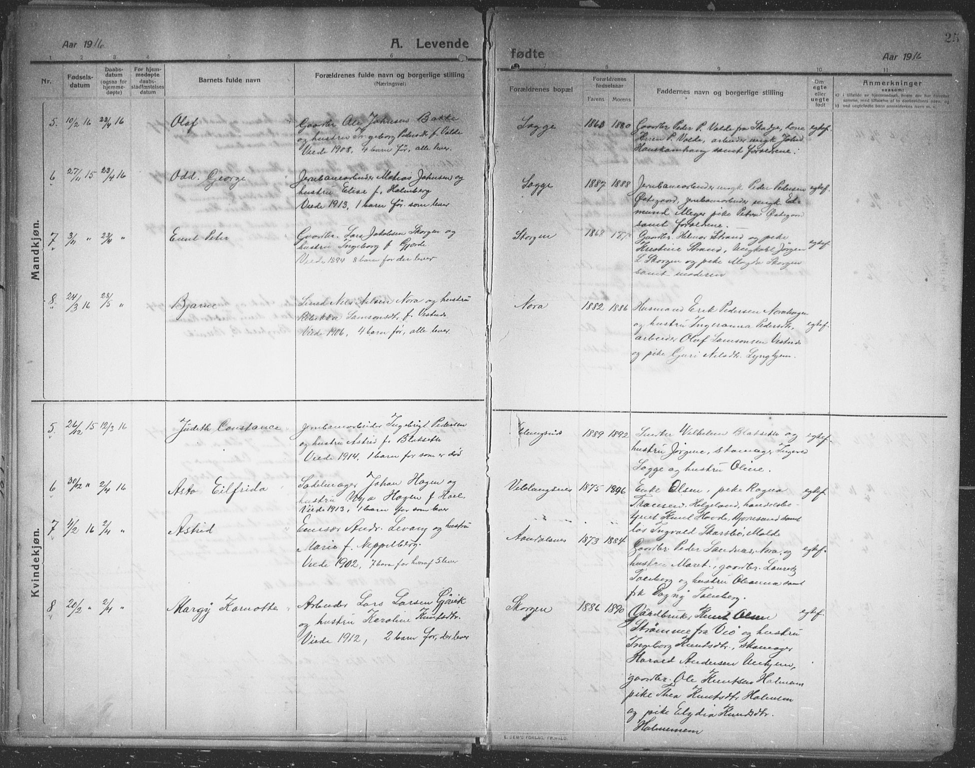 Ministerialprotokoller, klokkerbøker og fødselsregistre - Møre og Romsdal, SAT/A-1454/544/L0581: Parish register (copy) no. 544C03, 1910-1937, p. 25