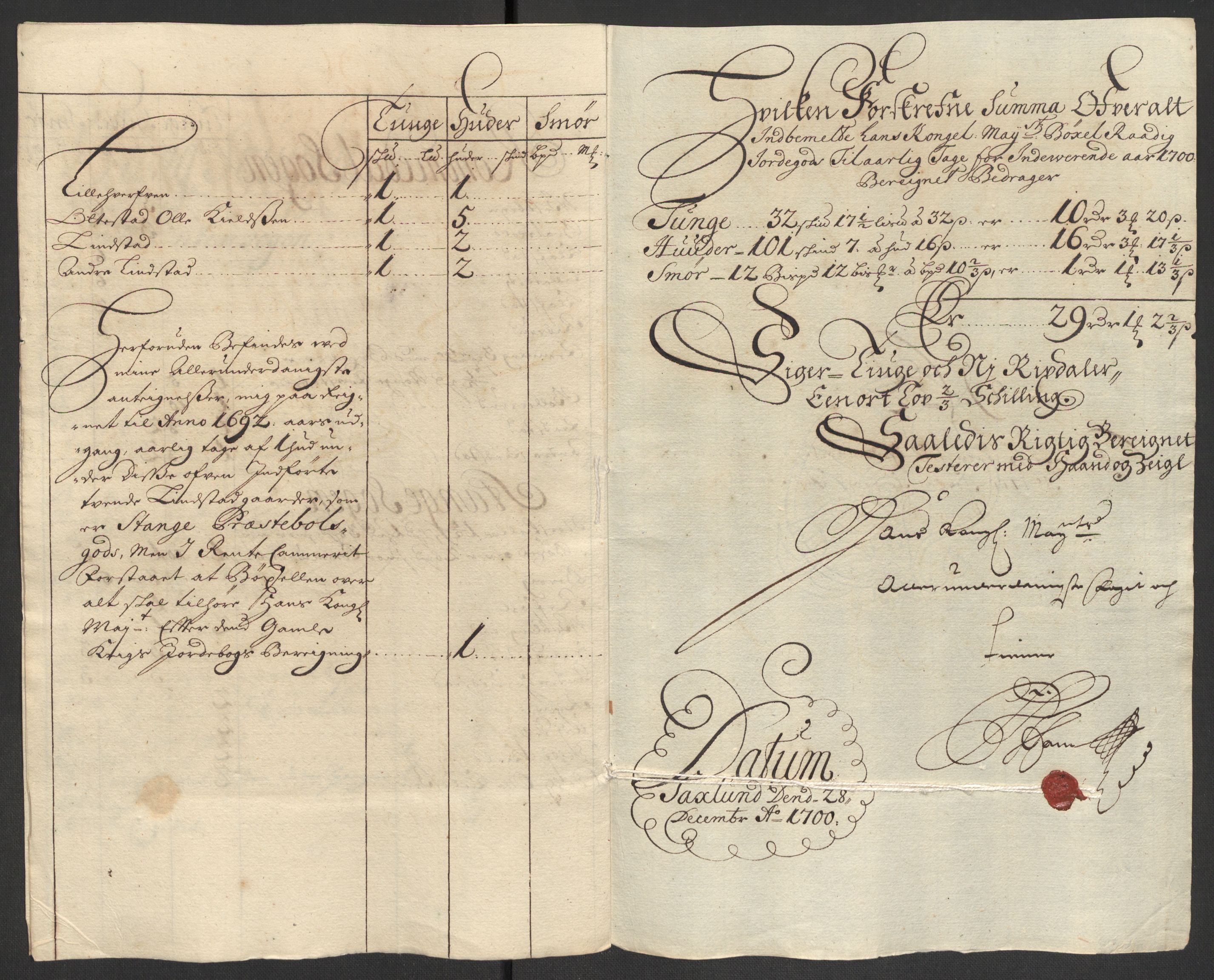 Rentekammeret inntil 1814, Reviderte regnskaper, Fogderegnskap, AV/RA-EA-4092/R16/L1039: Fogderegnskap Hedmark, 1700, p. 44