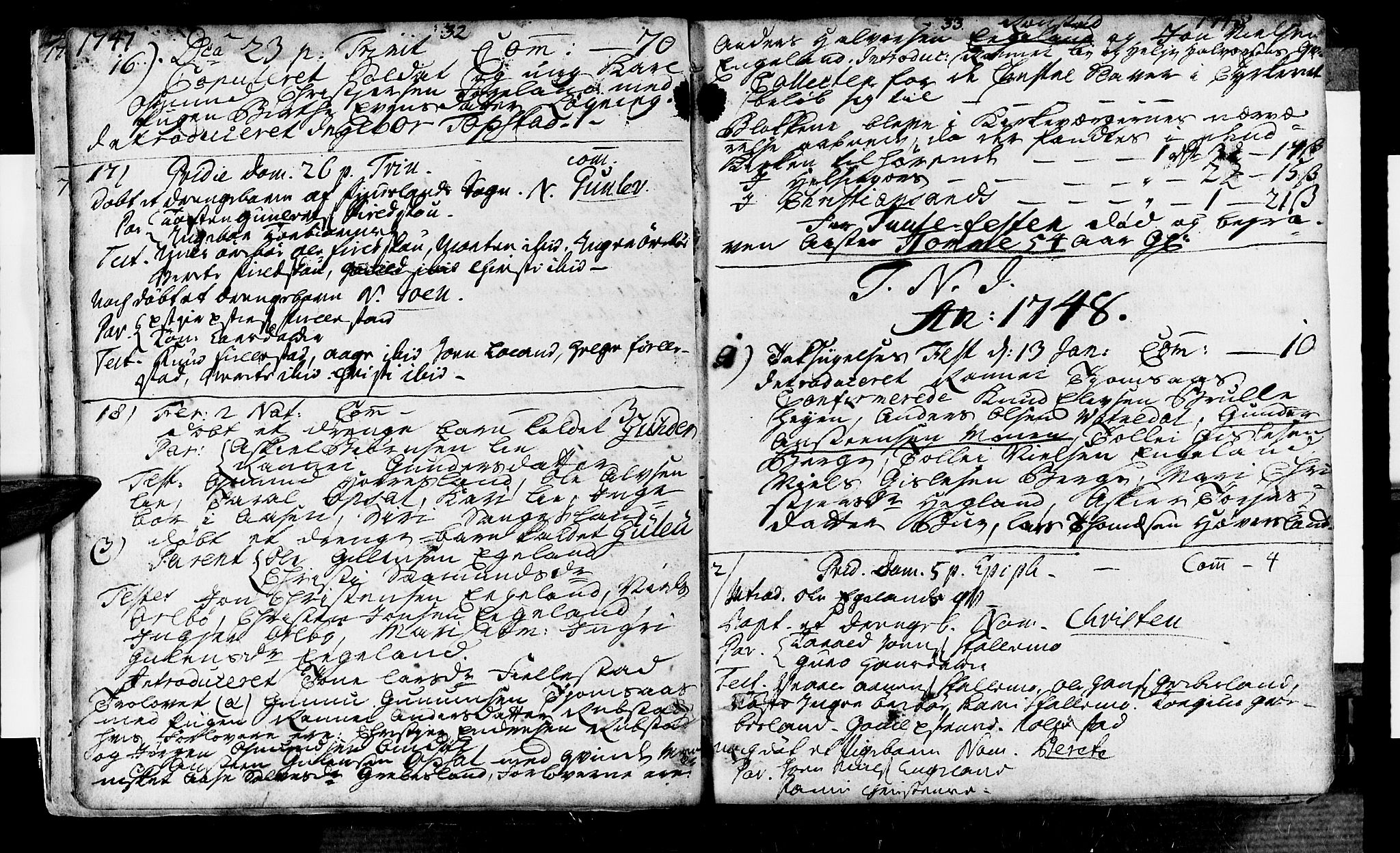 Vennesla sokneprestkontor, AV/SAK-1111-0045/Fa/Fac/L0001: Parish register (official) no. A 1, 1743-1784, p. 32-33