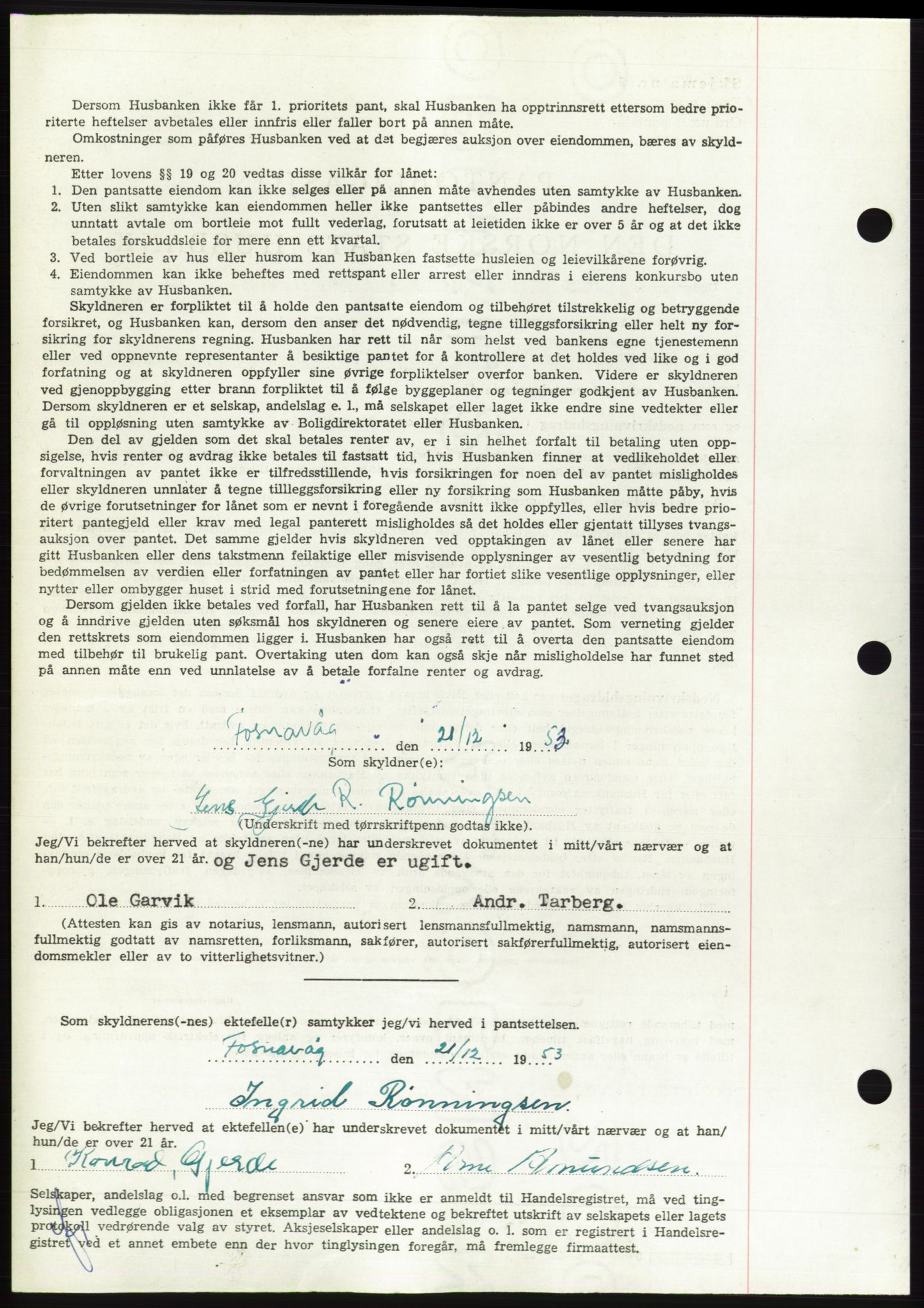 Søre Sunnmøre sorenskriveri, AV/SAT-A-4122/1/2/2C/L0124: Mortgage book no. 12B, 1953-1954, Diary no: : 2/1954