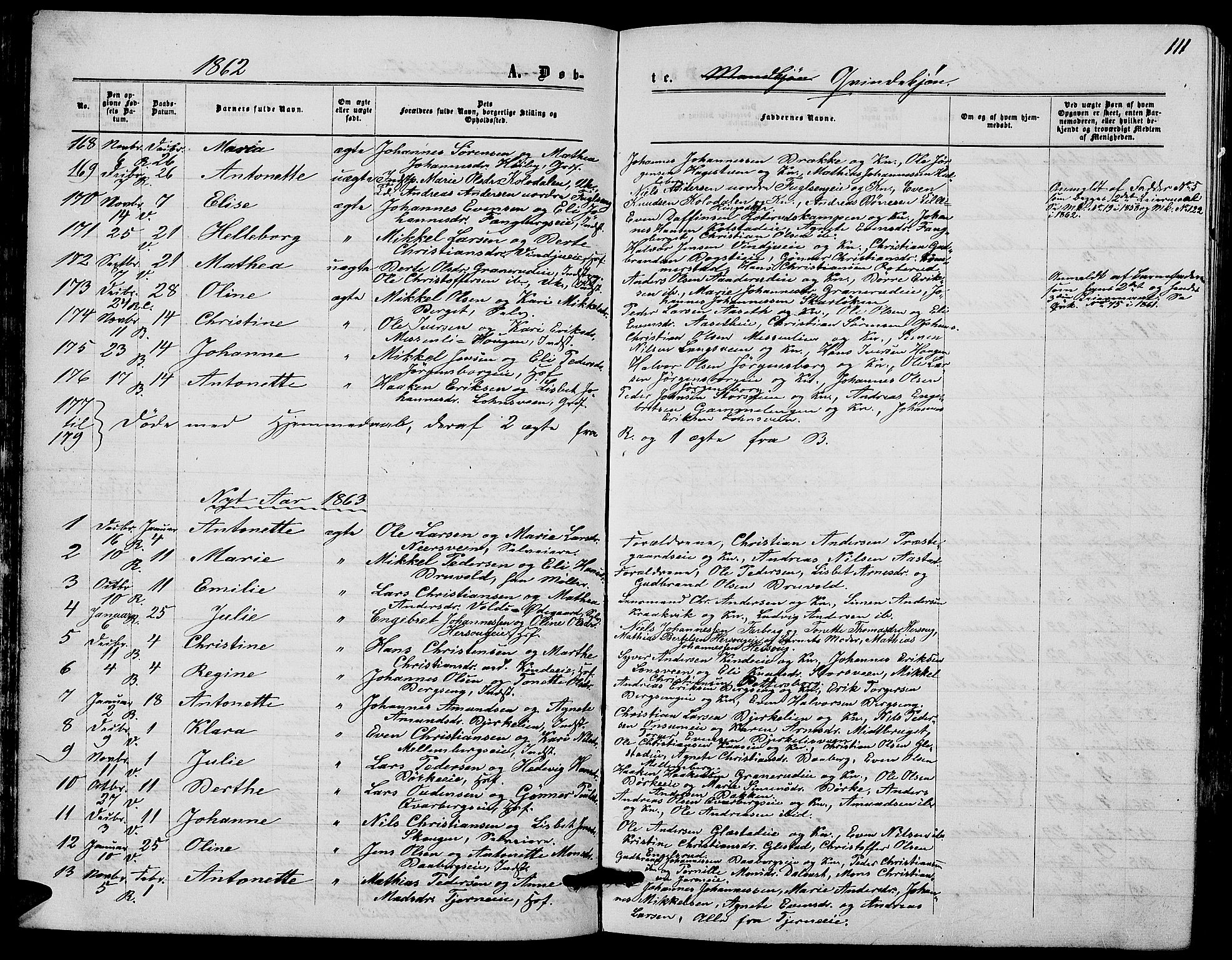 Ringsaker prestekontor, SAH/PREST-014/L/La/L0007: Parish register (copy) no. 7, 1861-1869, p. 111