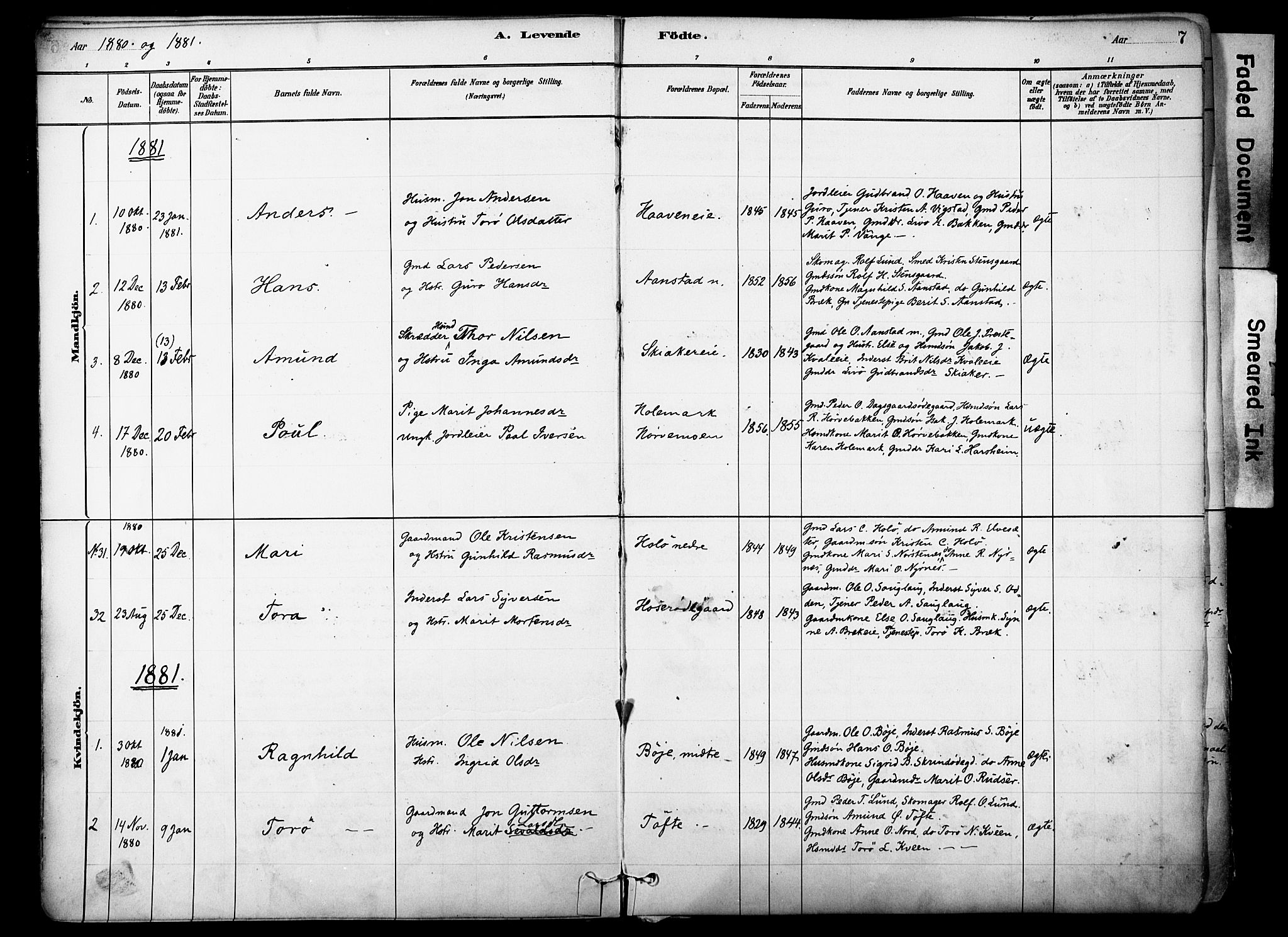 Skjåk prestekontor, SAH/PREST-072/H/Ha/Haa/L0003: Parish register (official) no. 3, 1880-1907, p. 7