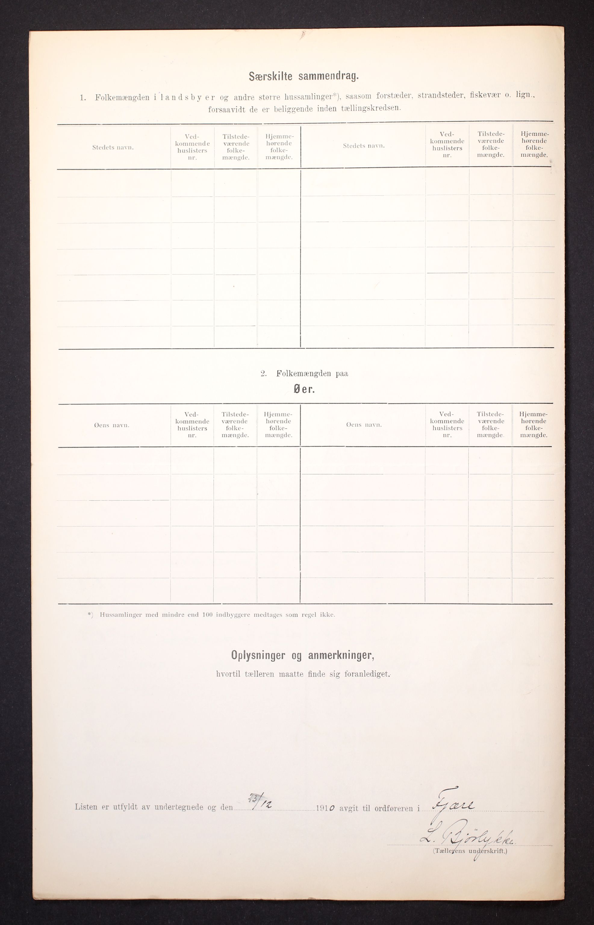 RA, 1910 census for Fjære, 1910, p. 6