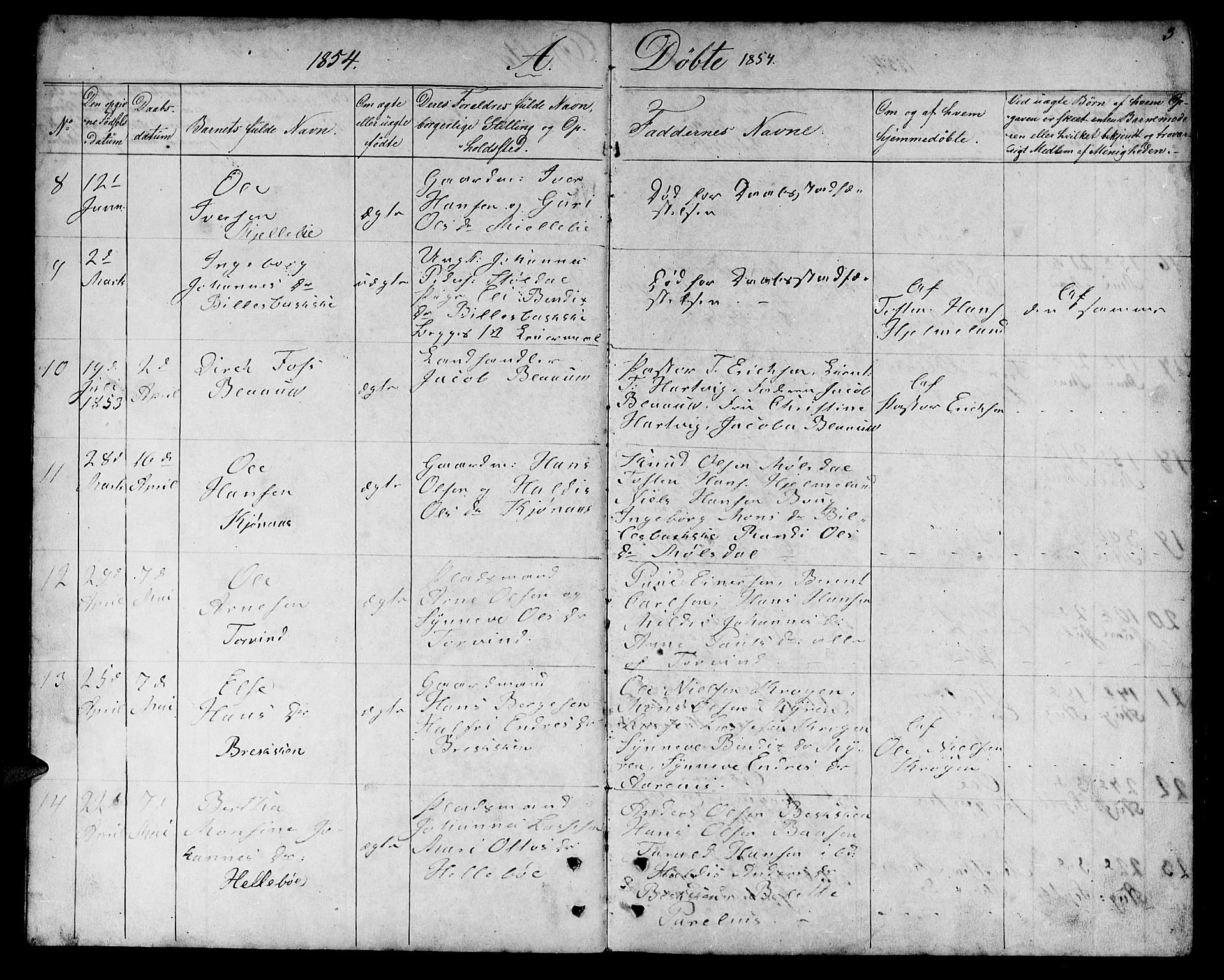Lavik sokneprestembete, SAB/A-80901: Parish register (copy) no. A 1, 1854-1881, p. 3