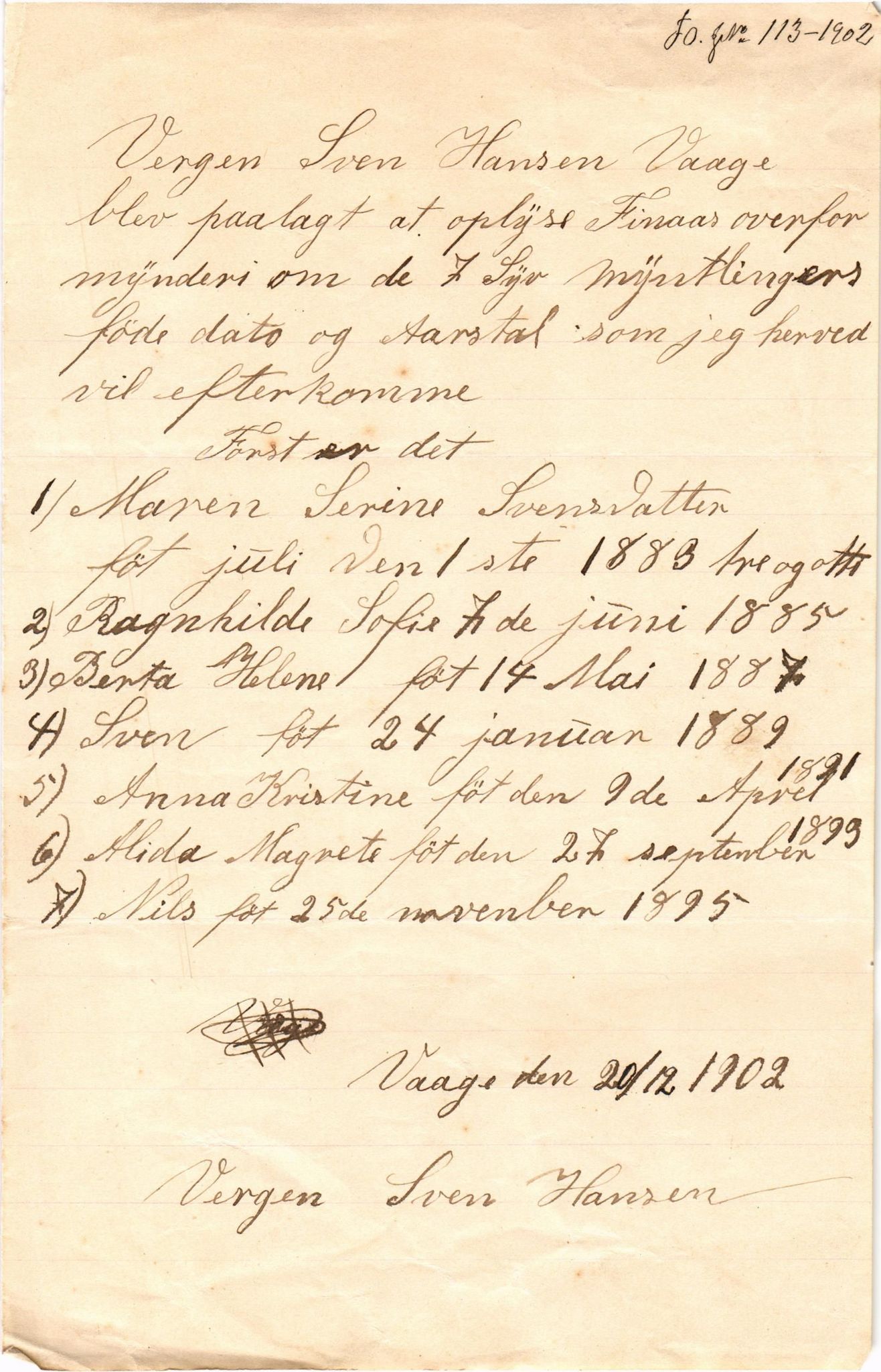 Finnaas kommune. Overformynderiet, IKAH/1218a-812/D/Da/Daa/L0002/0002: Kronologisk ordna korrespondanse / Kronologisk ordna korrespondanse, 1901-1904, p. 103