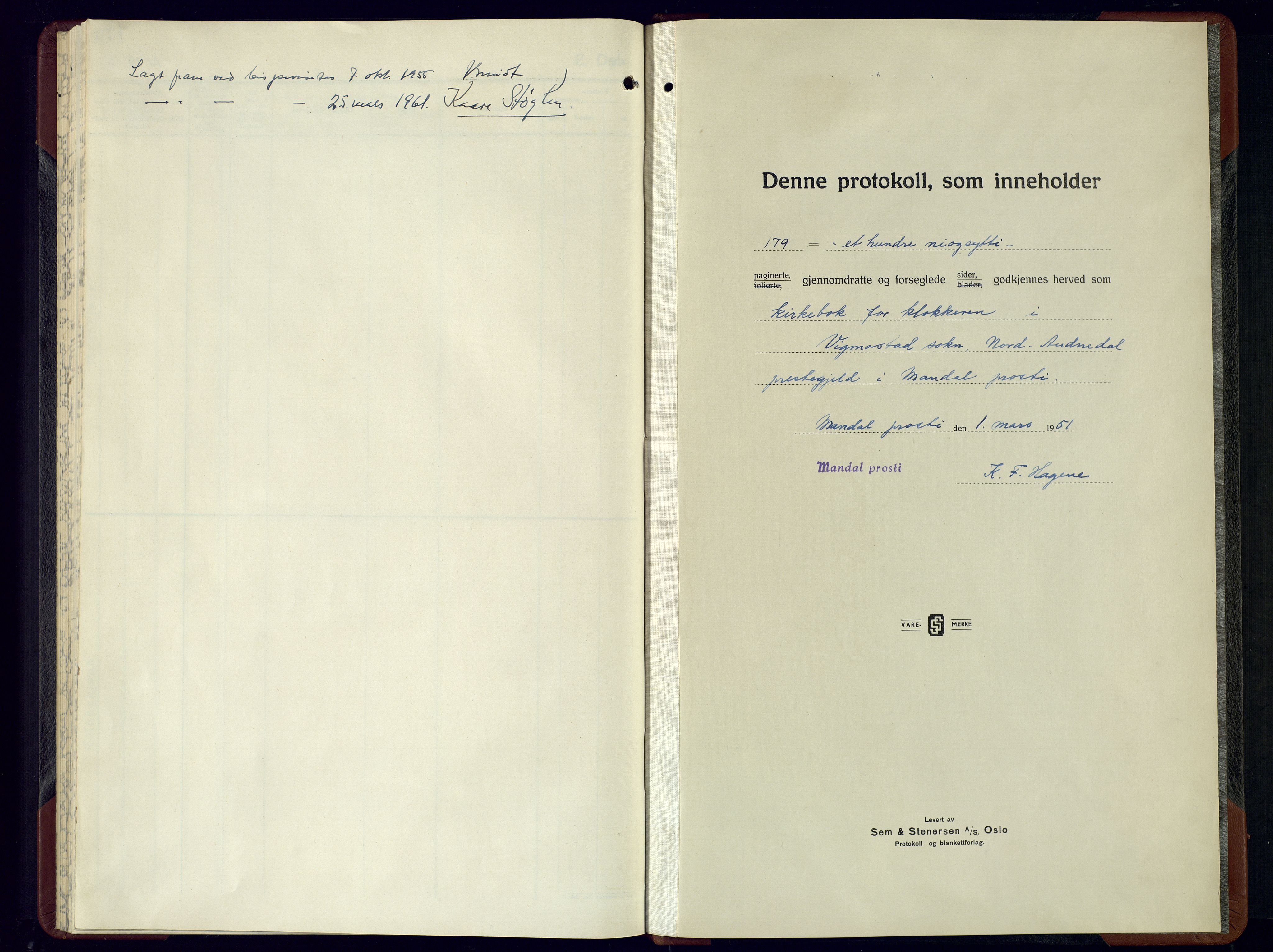 Nord-Audnedal sokneprestkontor, AV/SAK-1111-0032/F/Fb/Fbb/L0007: Parish register (copy) no. B-7, 1949-1964