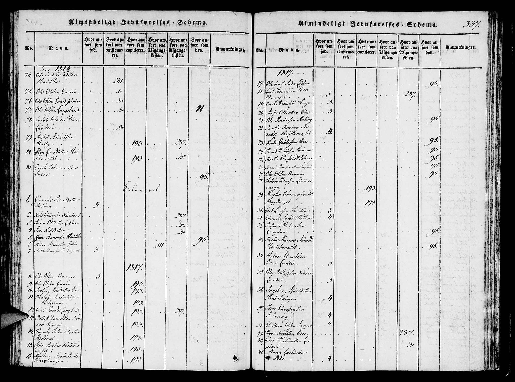 Finnøy sokneprestkontor, SAST/A-101825/H/Ha/Haa/L0006: Parish register (official) no. A 6, 1816-1846, p. 337