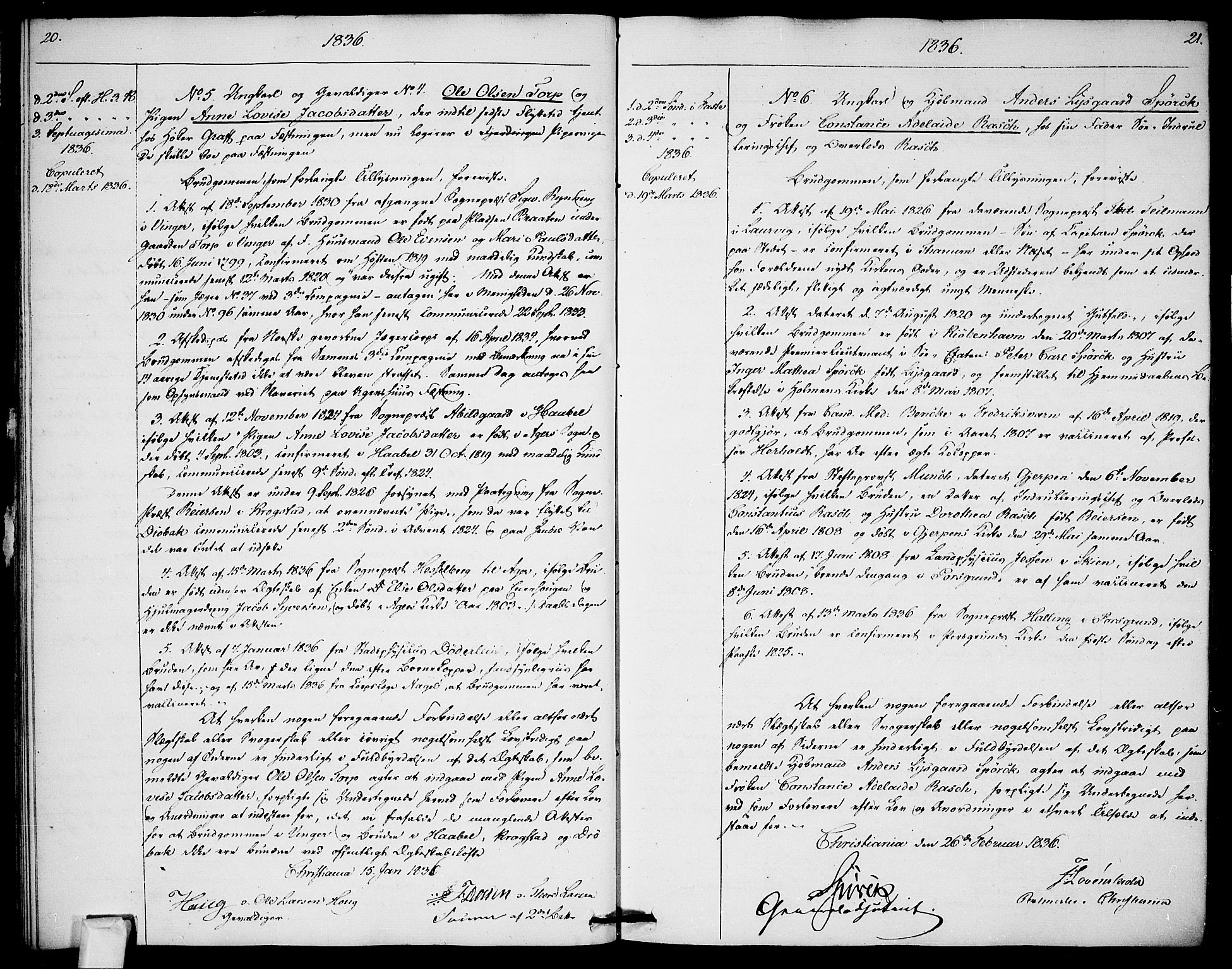 Garnisonsmenigheten Kirkebøker, AV/SAO-A-10846/H/Ha/L0003: Banns register no. I 3, 1835-1840, p. 20-21