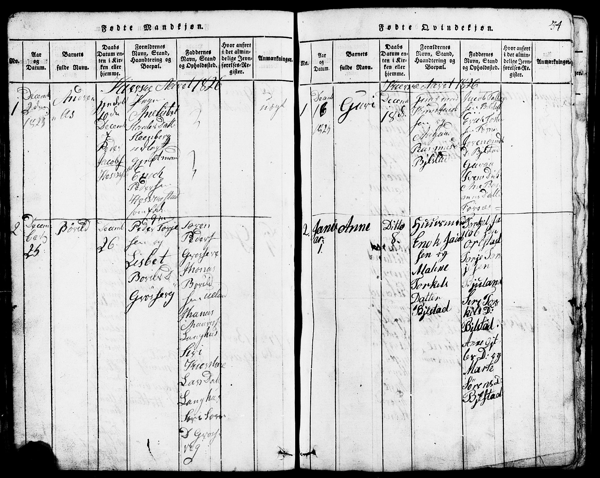 Lund sokneprestkontor, SAST/A-101809/S07/L0001: Parish register (copy) no. B 1, 1815-1853, p. 34
