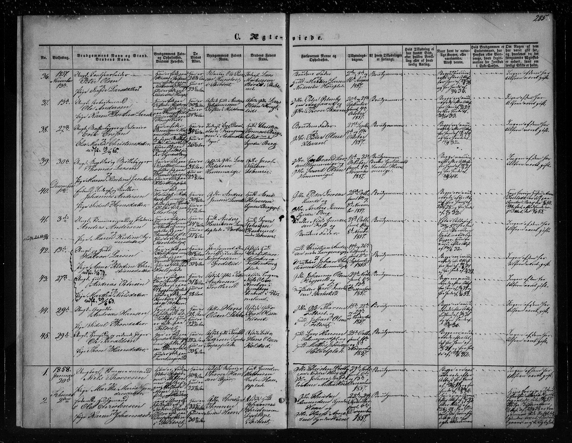 Eidsberg prestekontor Kirkebøker, SAO/A-10905/F/Fa/L0010.b: Parish register (official) no. I 10B, 1857-1866, p. 285
