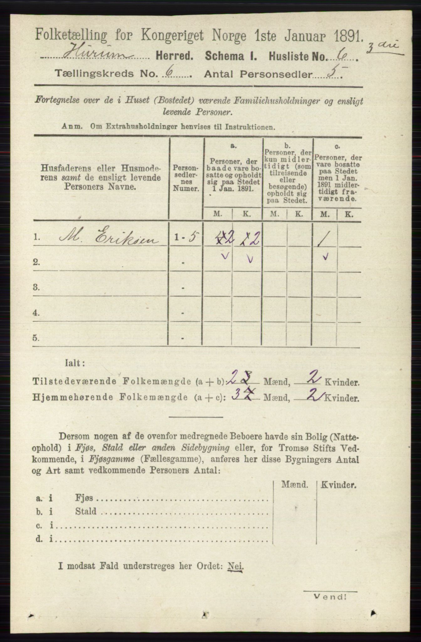 RA, 1891 census for 0628 Hurum, 1891, p. 1942
