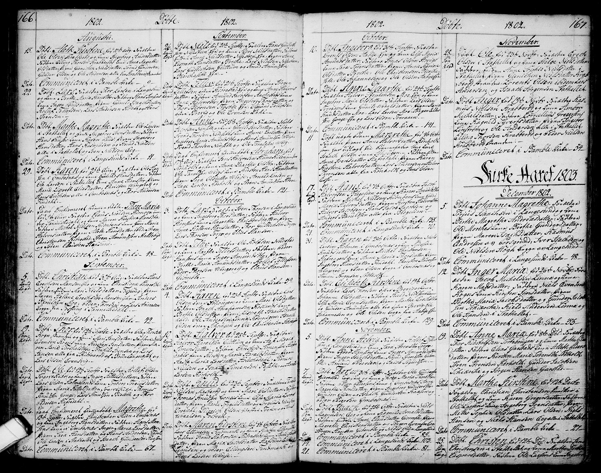 Bamble kirkebøker, SAKO/A-253/F/Fa/L0002: Parish register (official) no. I 2, 1775-1814, p. 166-167