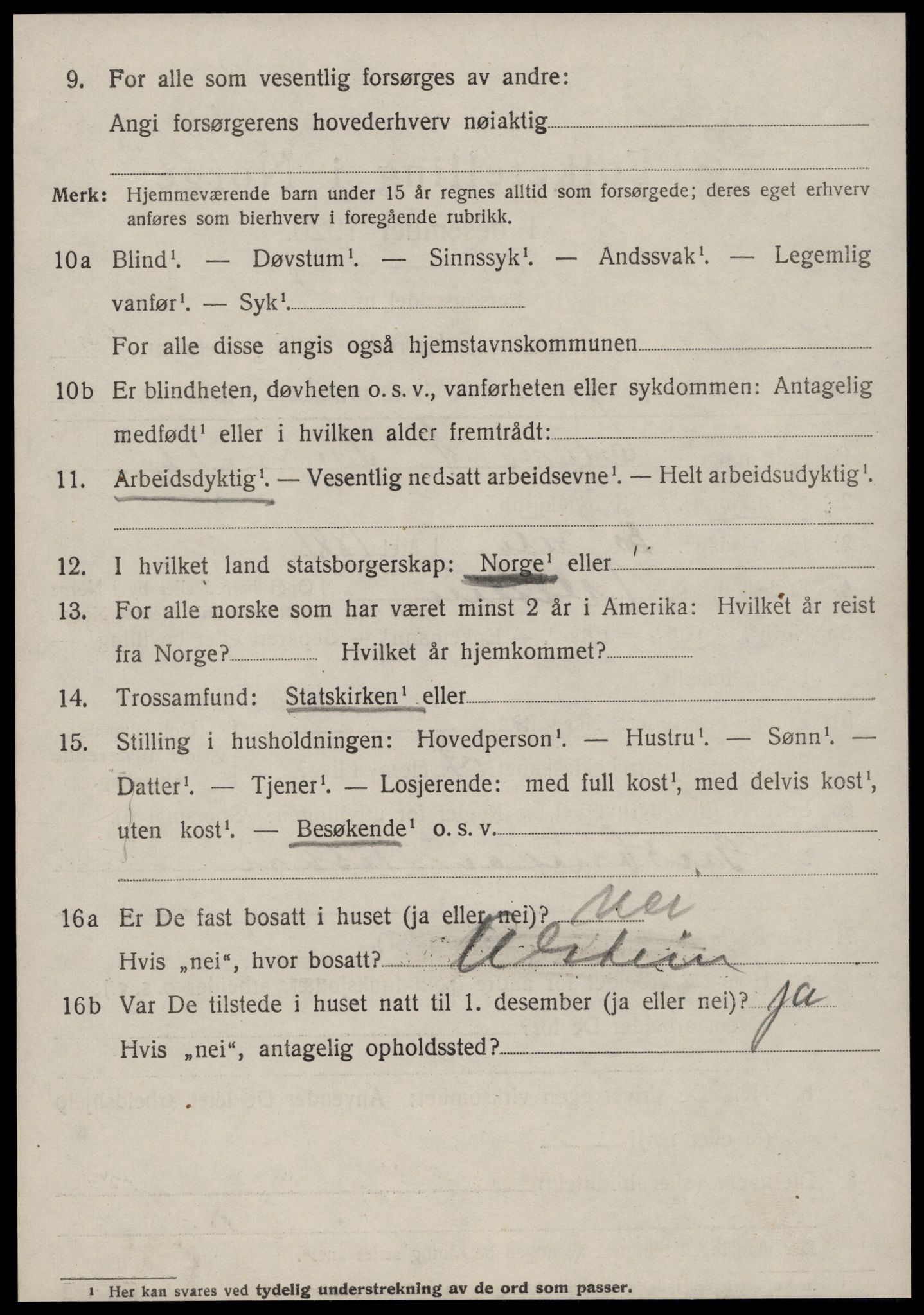 SAT, 1920 census for Volda, 1920, p. 10927