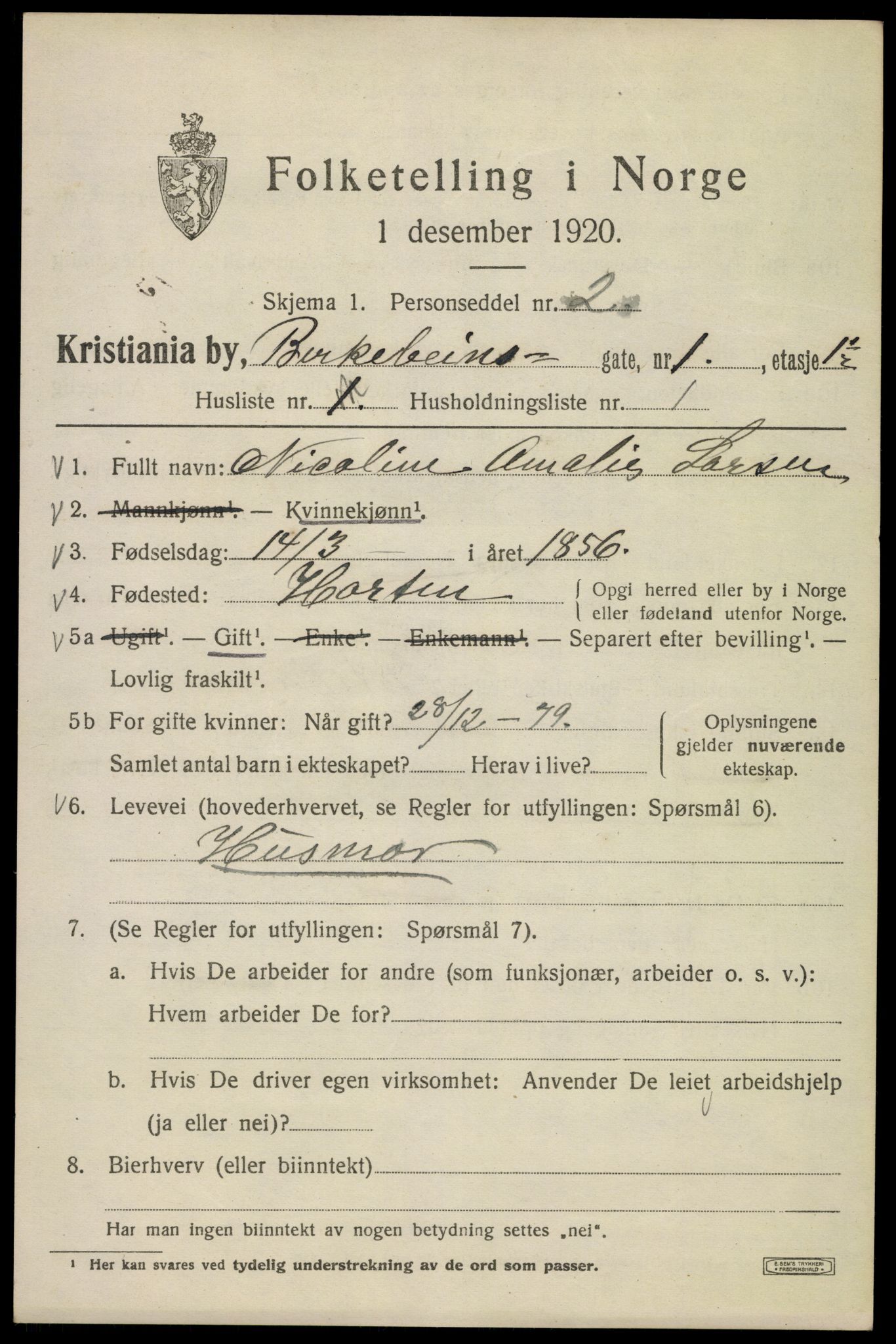 SAO, 1920 census for Kristiania, 1920, p. 155987