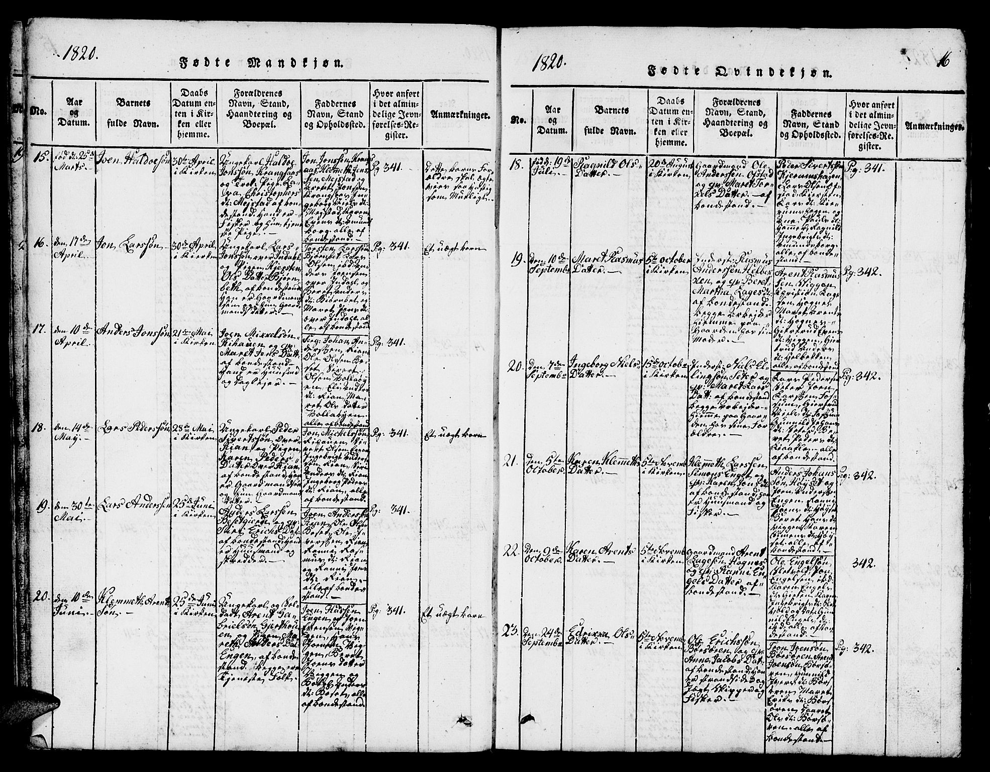 Ministerialprotokoller, klokkerbøker og fødselsregistre - Sør-Trøndelag, SAT/A-1456/665/L0776: Parish register (copy) no. 665C01, 1817-1837, p. 16