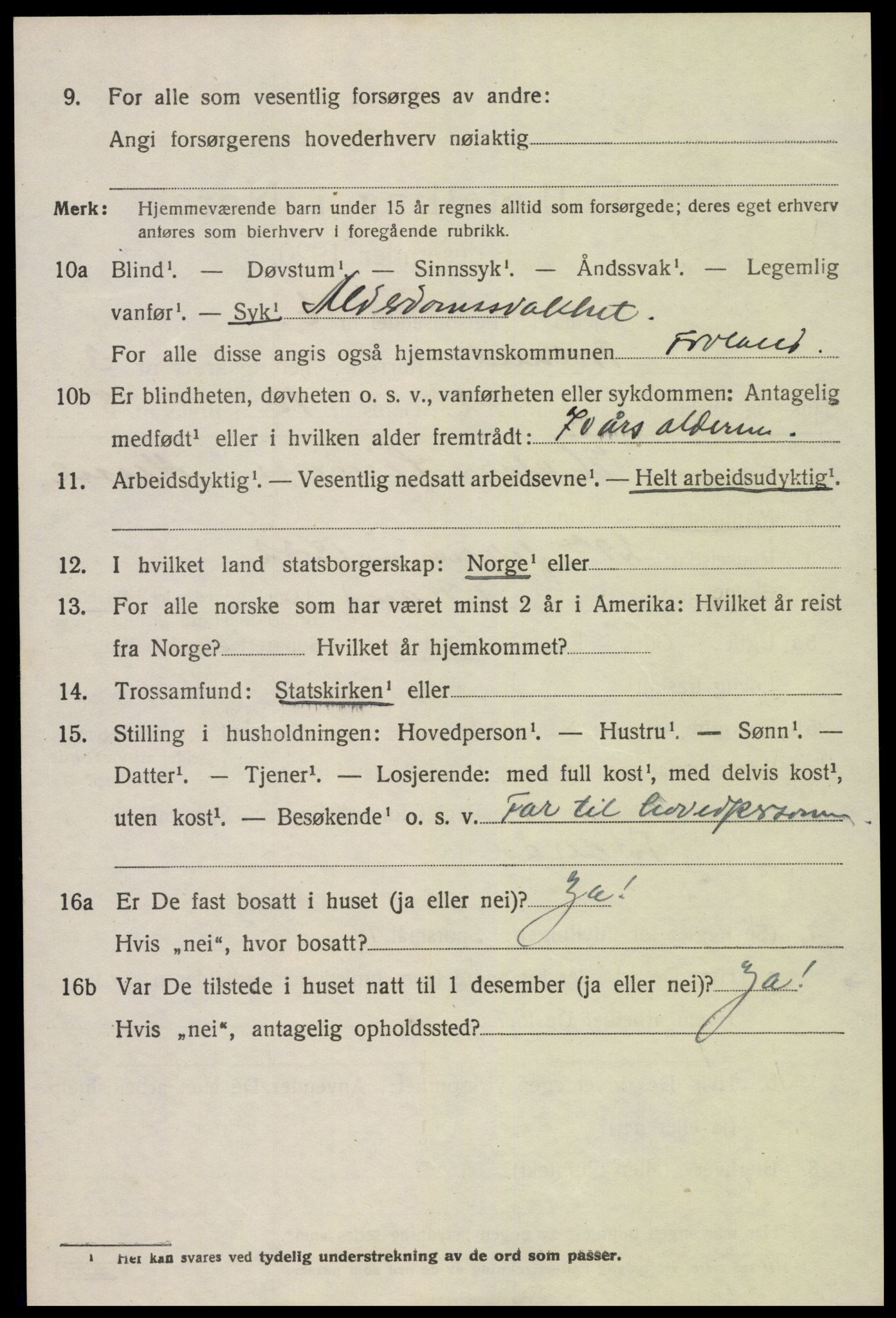 SAK, 1920 census for Froland, 1920, p. 3142