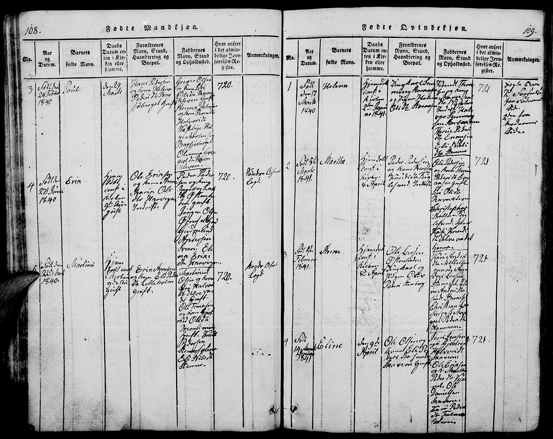 Trysil prestekontor, SAH/PREST-046/H/Ha/Hab/L0005: Parish register (copy) no. 5, 1814-1877, p. 108-109