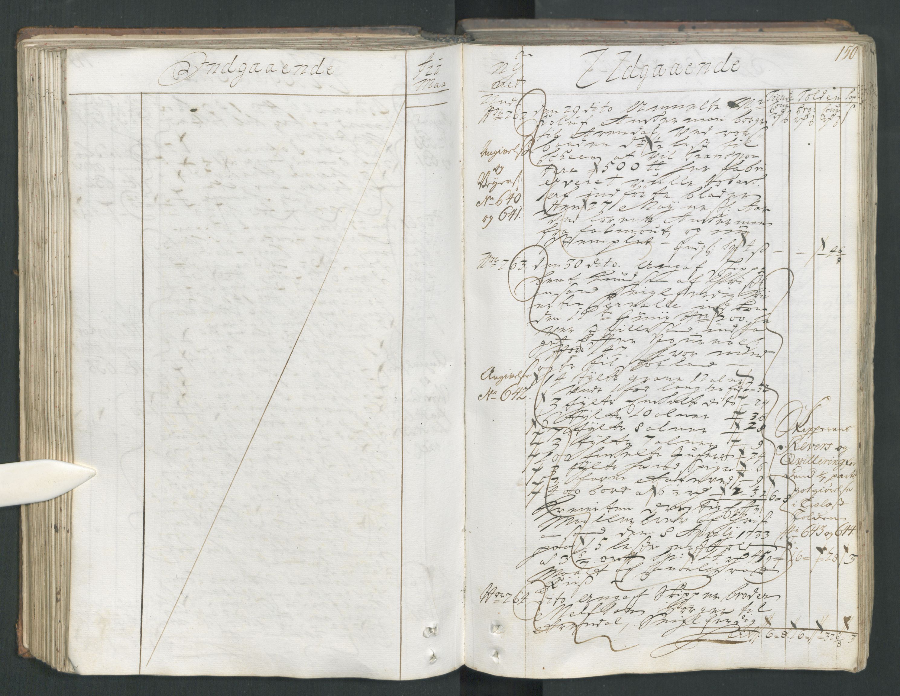 Generaltollkammeret, tollregnskaper, AV/RA-EA-5490/R15/L0013/0001: Tollregnskaper Arendal / Hovedtollbok, 1733, p. 149b-150a