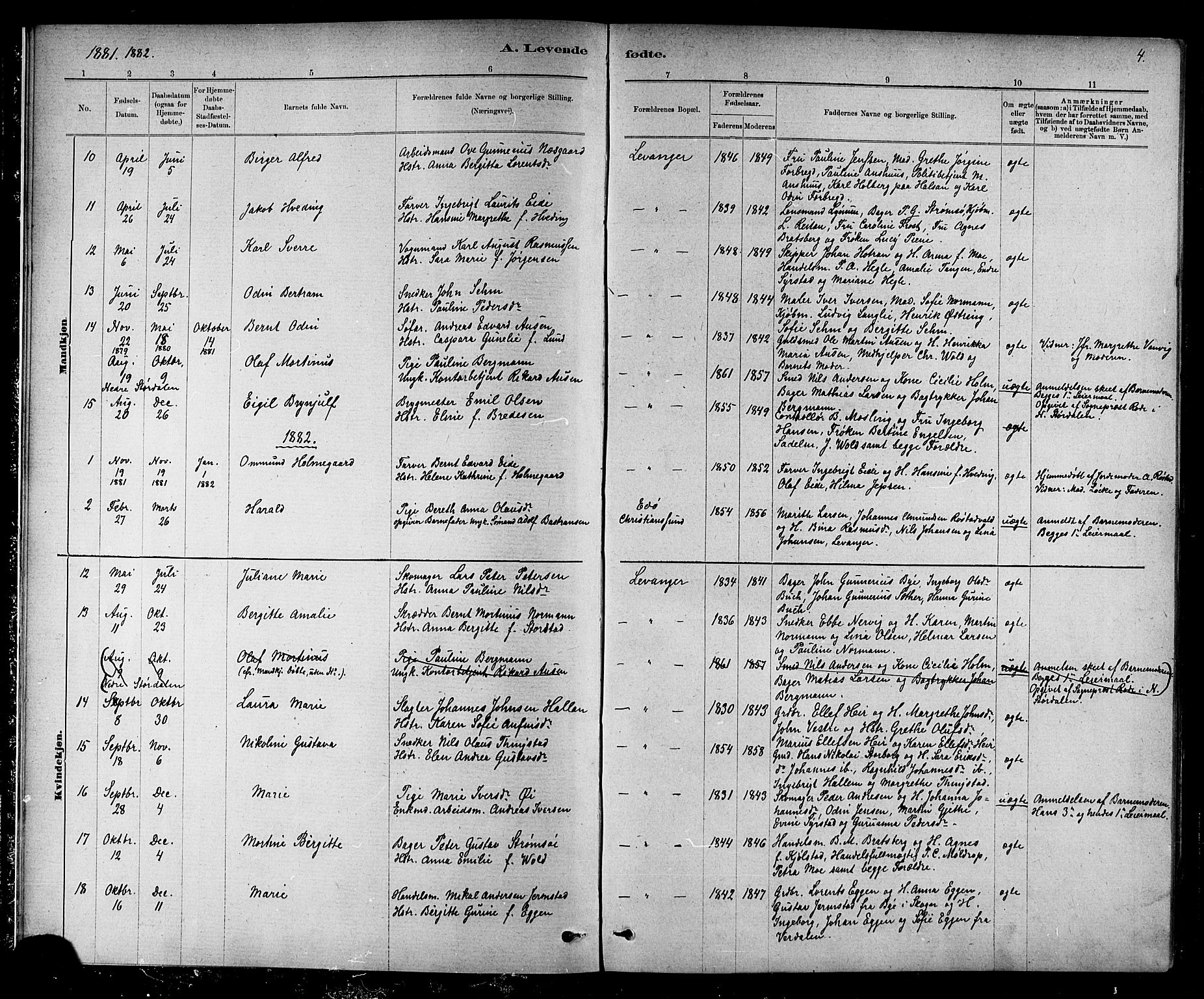 Ministerialprotokoller, klokkerbøker og fødselsregistre - Nord-Trøndelag, SAT/A-1458/720/L0192: Parish register (copy) no. 720C01, 1880-1917, p. 4