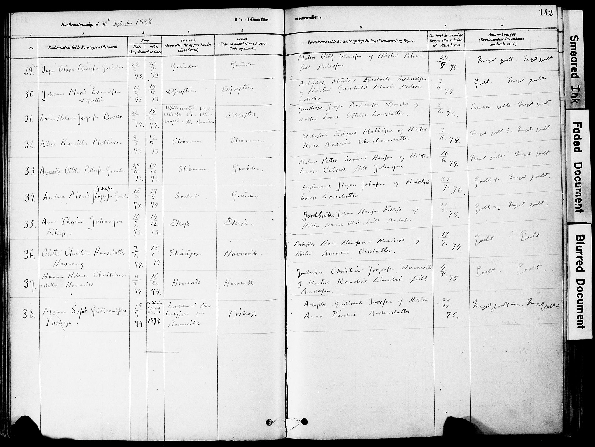 Strømm kirkebøker, AV/SAKO-A-322/F/Fa/L0004: Parish register (official) no. I 4, 1878-1899, p. 142