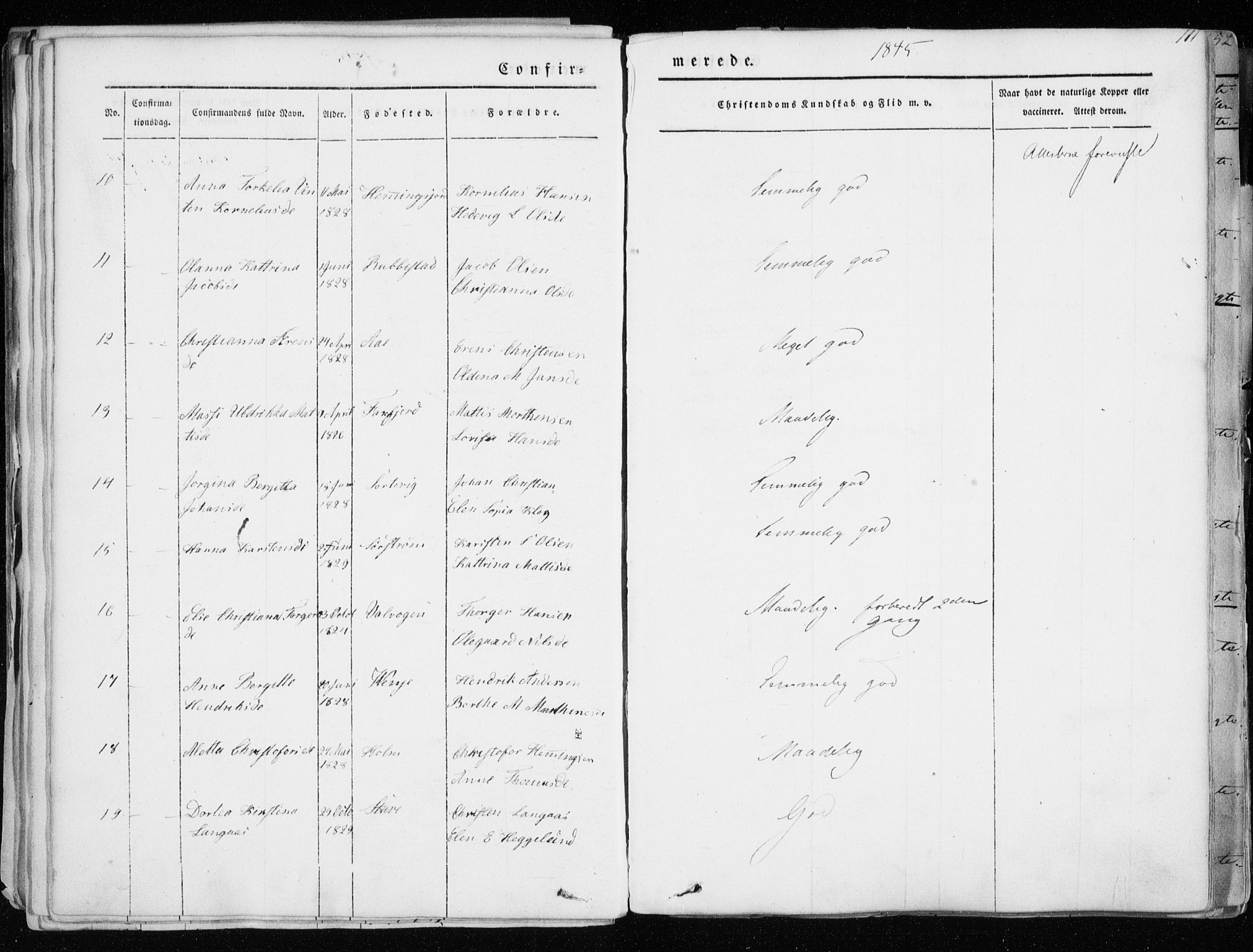 Tranøy sokneprestkontor, AV/SATØ-S-1313/I/Ia/Iaa/L0006kirke: Parish register (official) no. 6, 1844-1855, p. 111