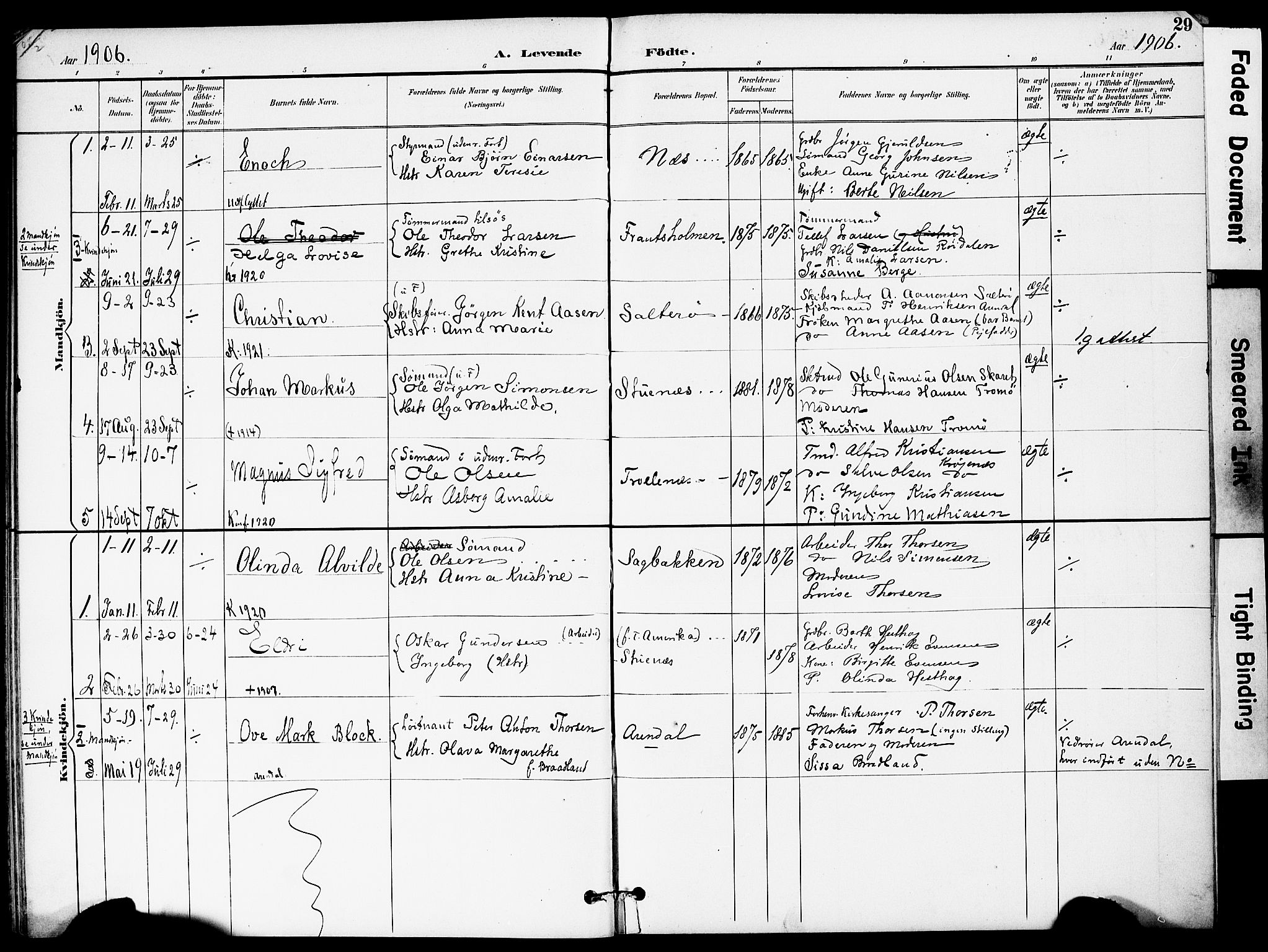 Austre Moland sokneprestkontor, AV/SAK-1111-0001/F/Fa/Fab/L0002: Parish register (official) no. A 2, 1894-1919, p. 29