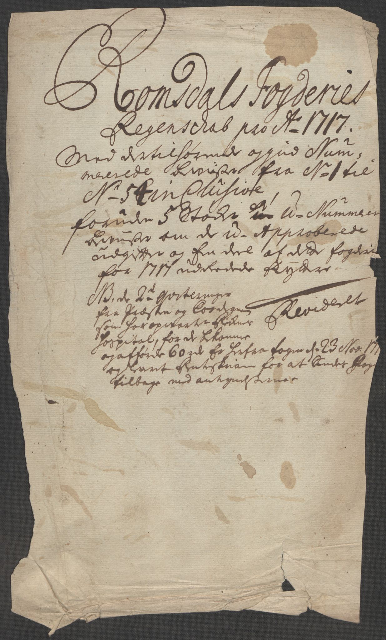 Rentekammeret inntil 1814, Reviderte regnskaper, Fogderegnskap, RA/EA-4092/R55/L3664: Fogderegnskap Romsdal, 1717, p. 3