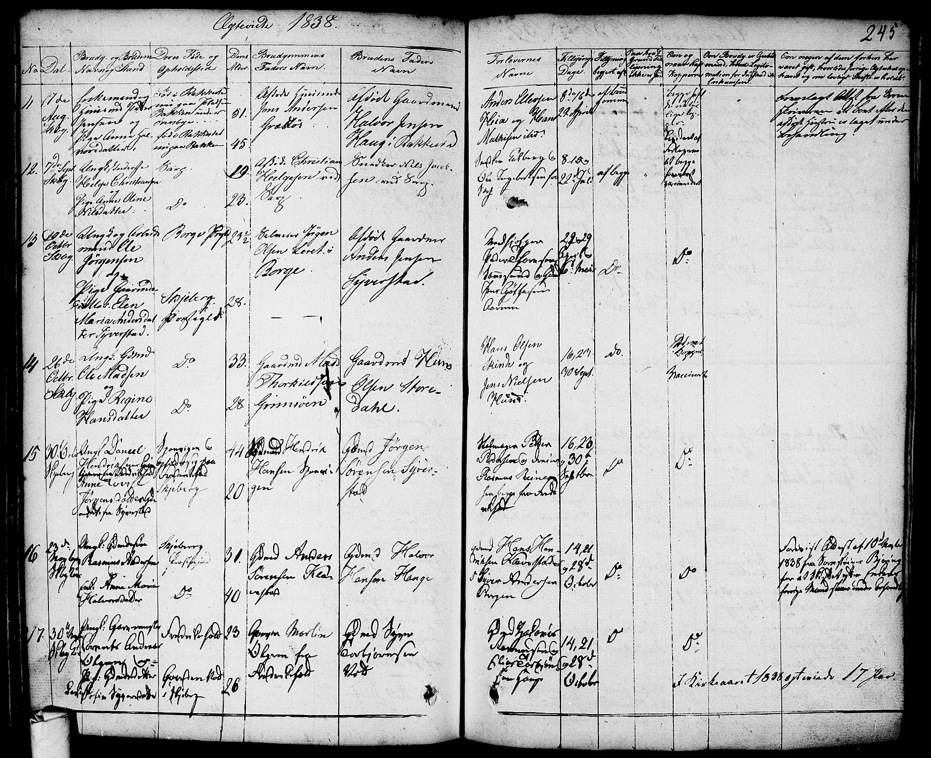 Skjeberg prestekontor Kirkebøker, AV/SAO-A-10923/F/Fa/L0005: Parish register (official) no. I 5, 1830-1845, p. 245