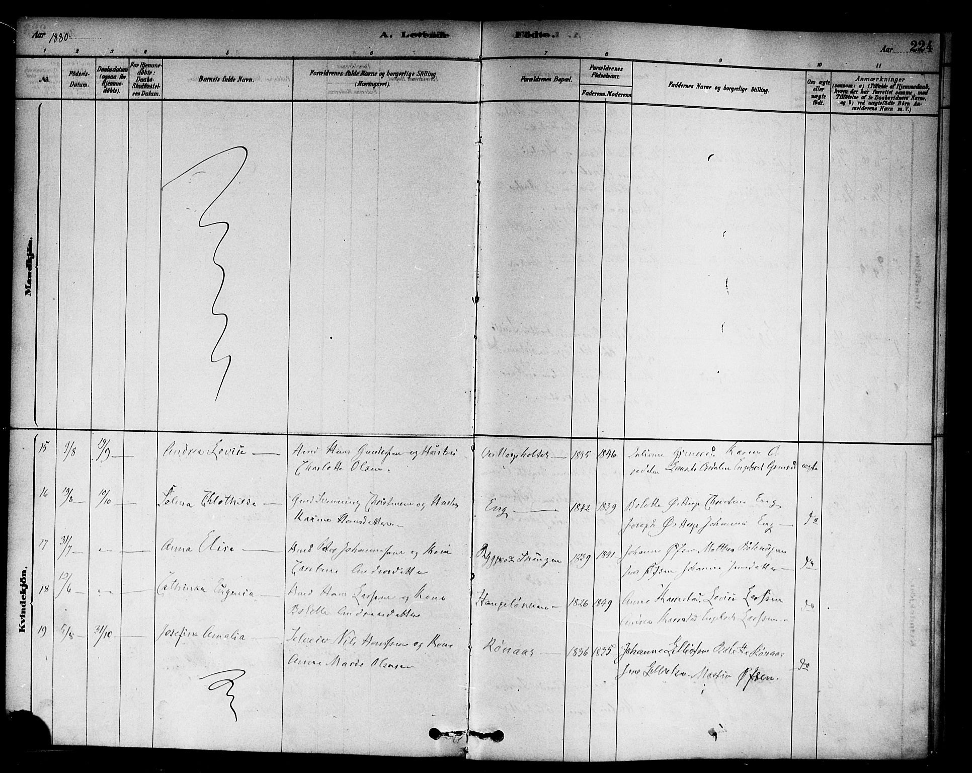 Berg prestekontor Kirkebøker, AV/SAO-A-10902/F/Fc/L0001: Parish register (official) no. III 1, 1878-1887, p. 224