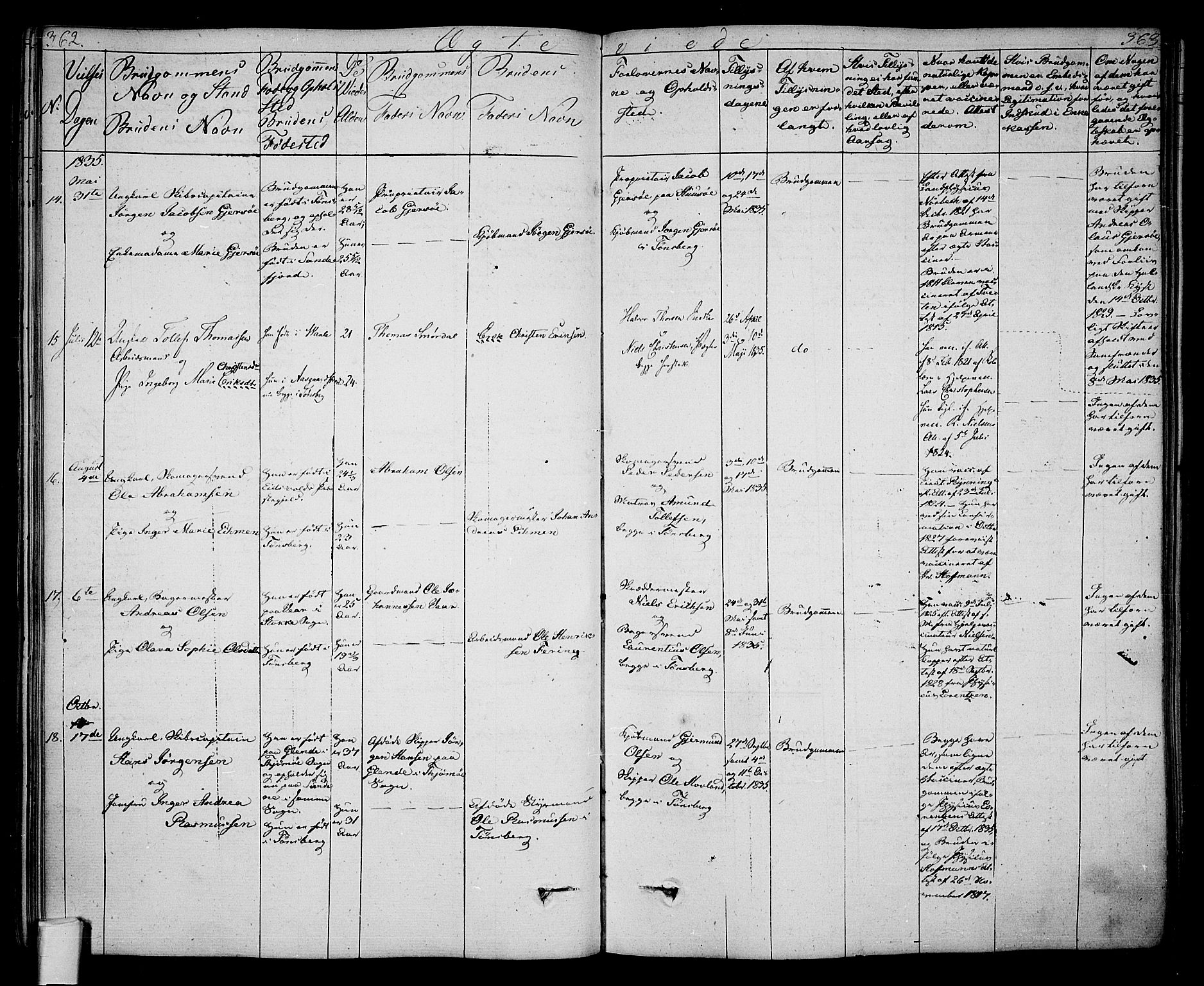 Tønsberg kirkebøker, AV/SAKO-A-330/F/Fa/L0005: Parish register (official) no. I 5, 1827-1836, p. 362-363