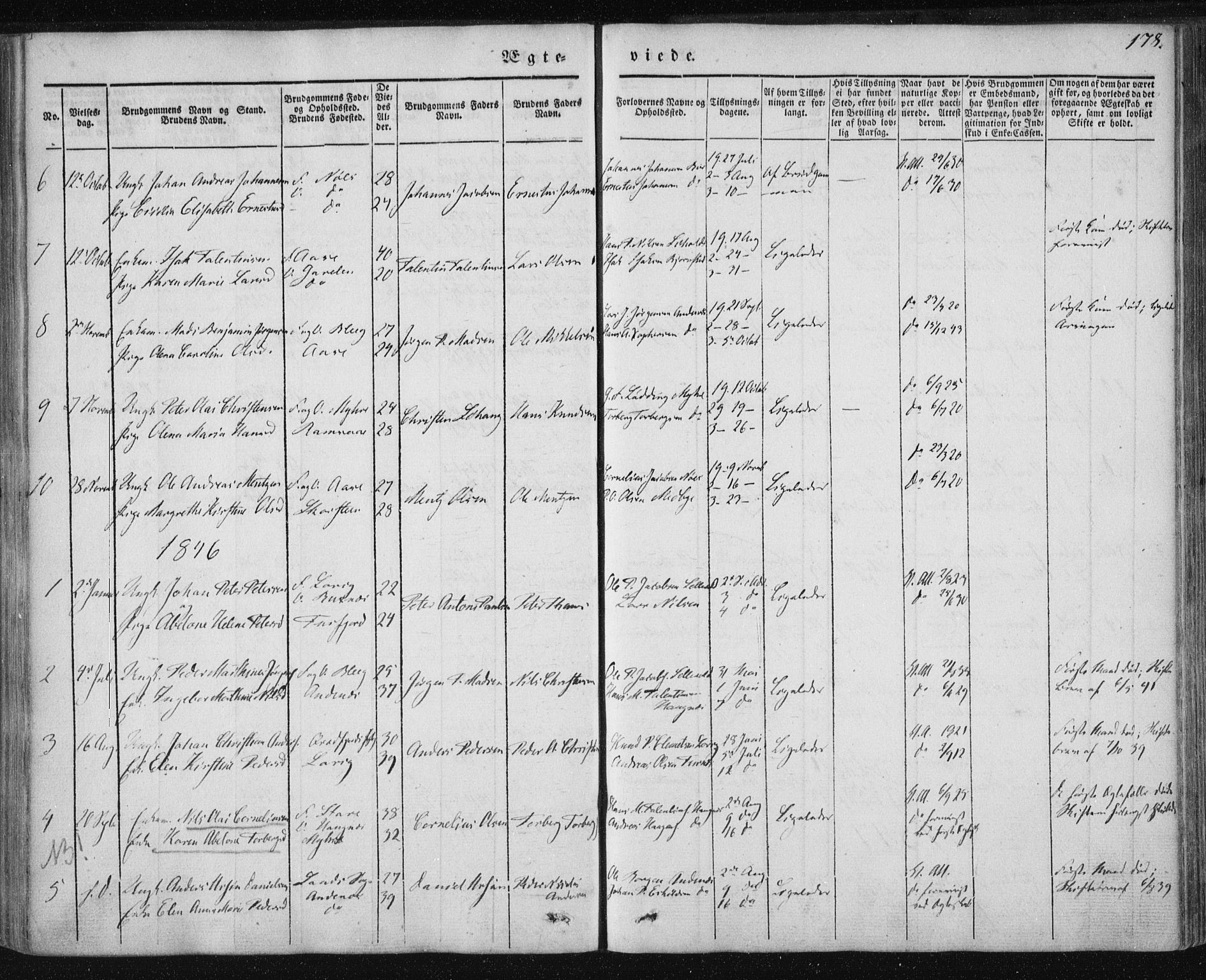 Ministerialprotokoller, klokkerbøker og fødselsregistre - Nordland, SAT/A-1459/897/L1396: Parish register (official) no. 897A04, 1842-1866, p. 178