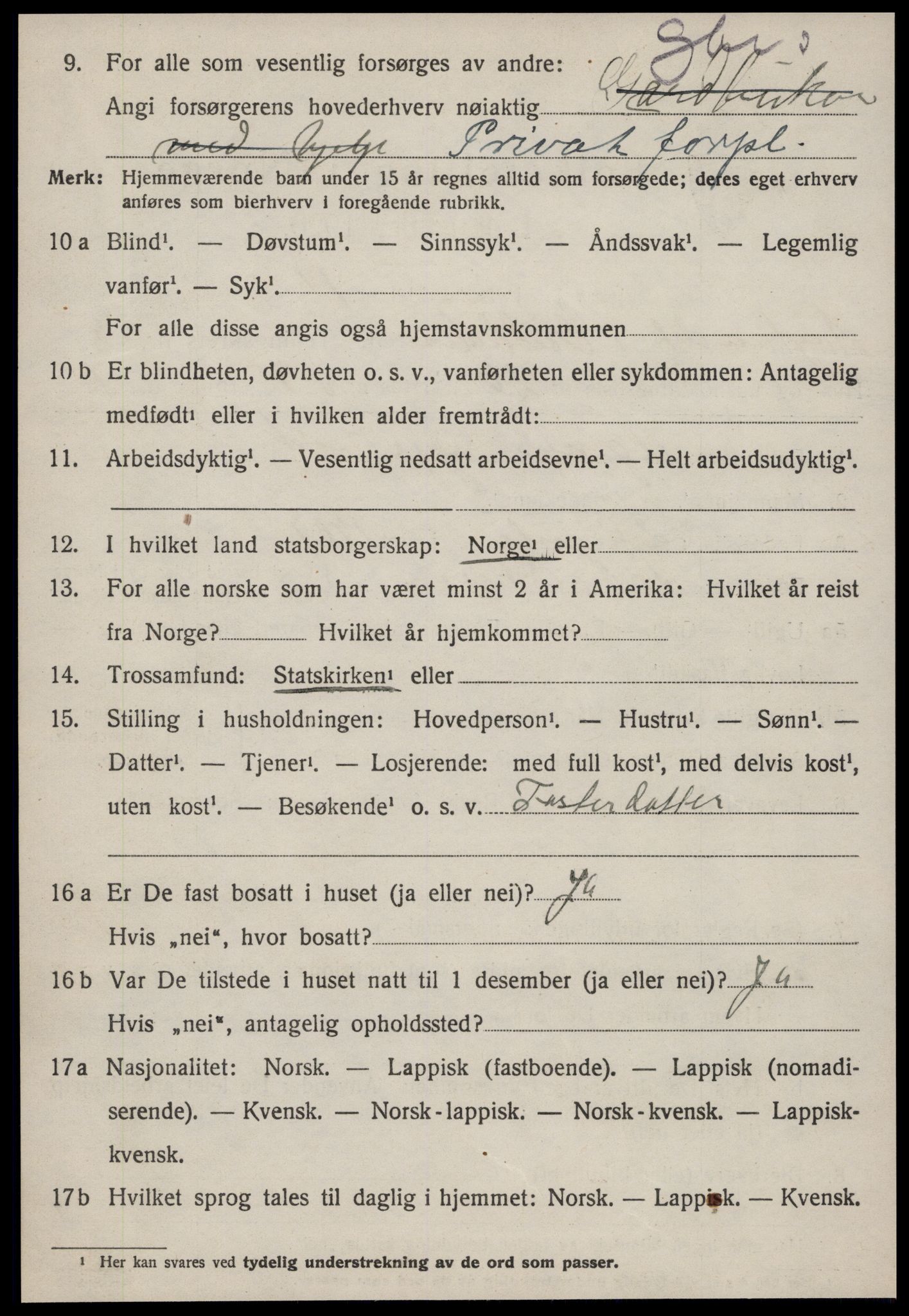 SAT, 1920 census for Hølonda, 1920, p. 2472