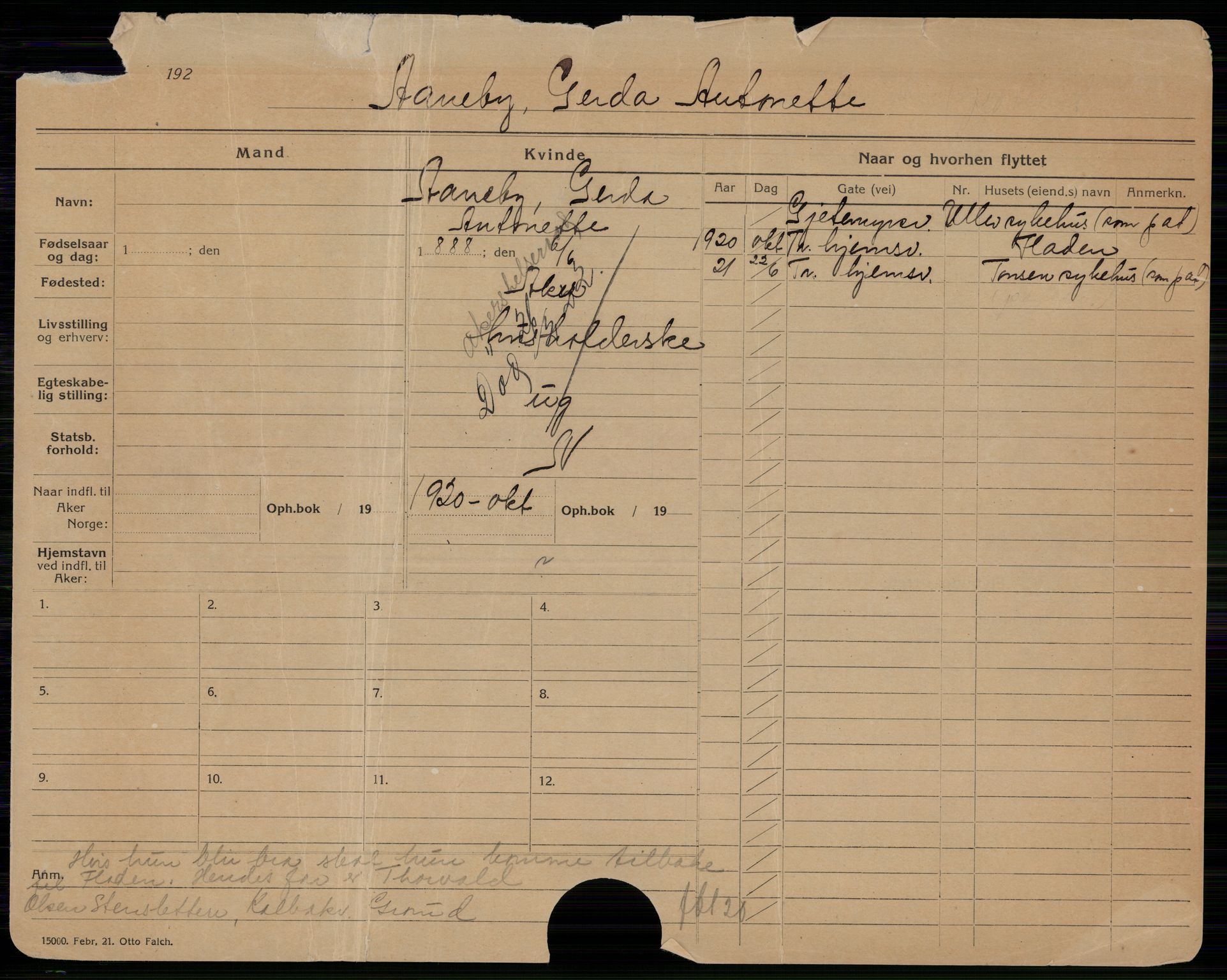 Oslo folkeregister, Registerkort, SAO/A-11715/G/Ga/L0002: Kvinner, 1918-1923