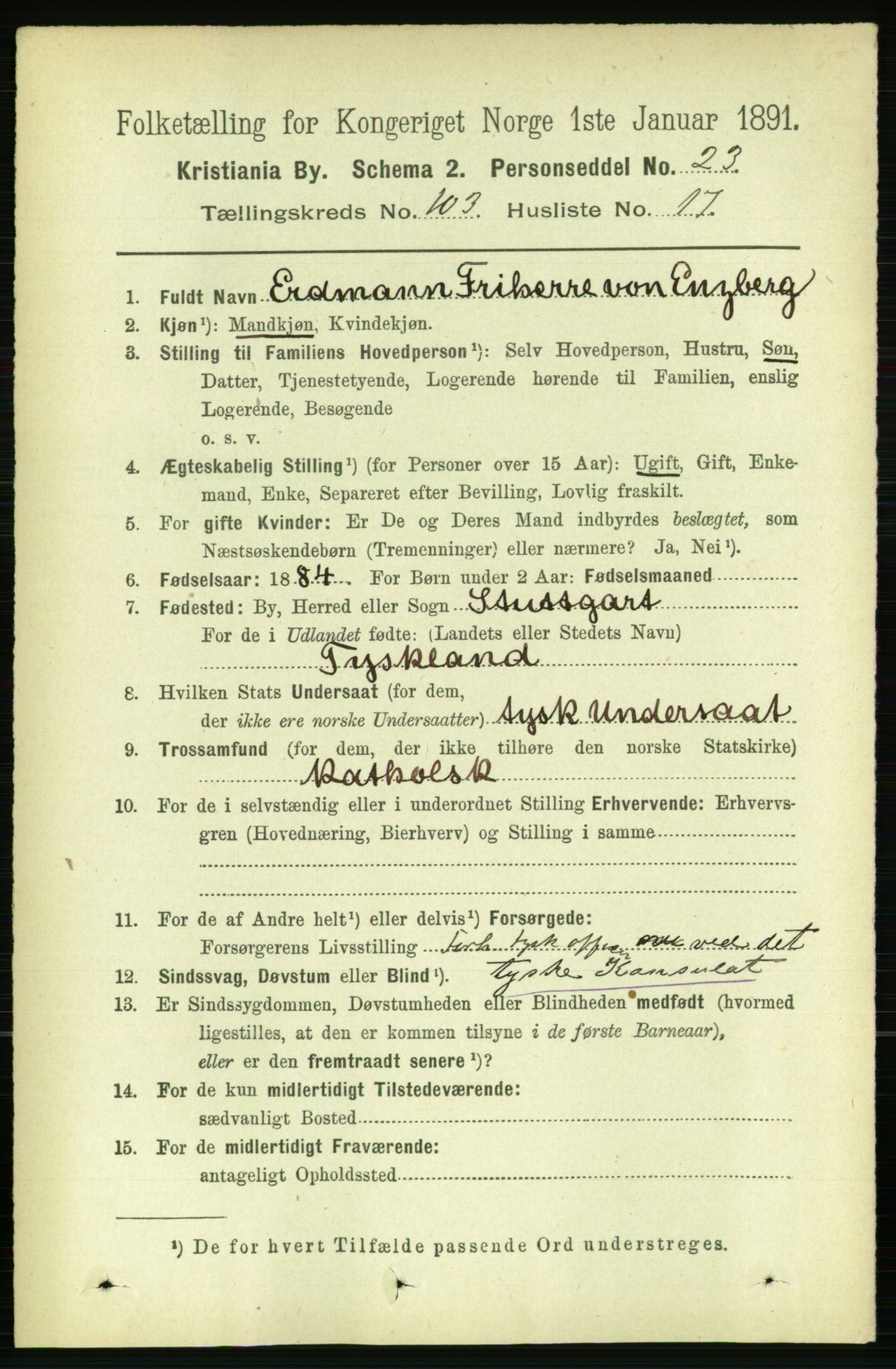 RA, 1891 census for 0301 Kristiania, 1891, p. 51701