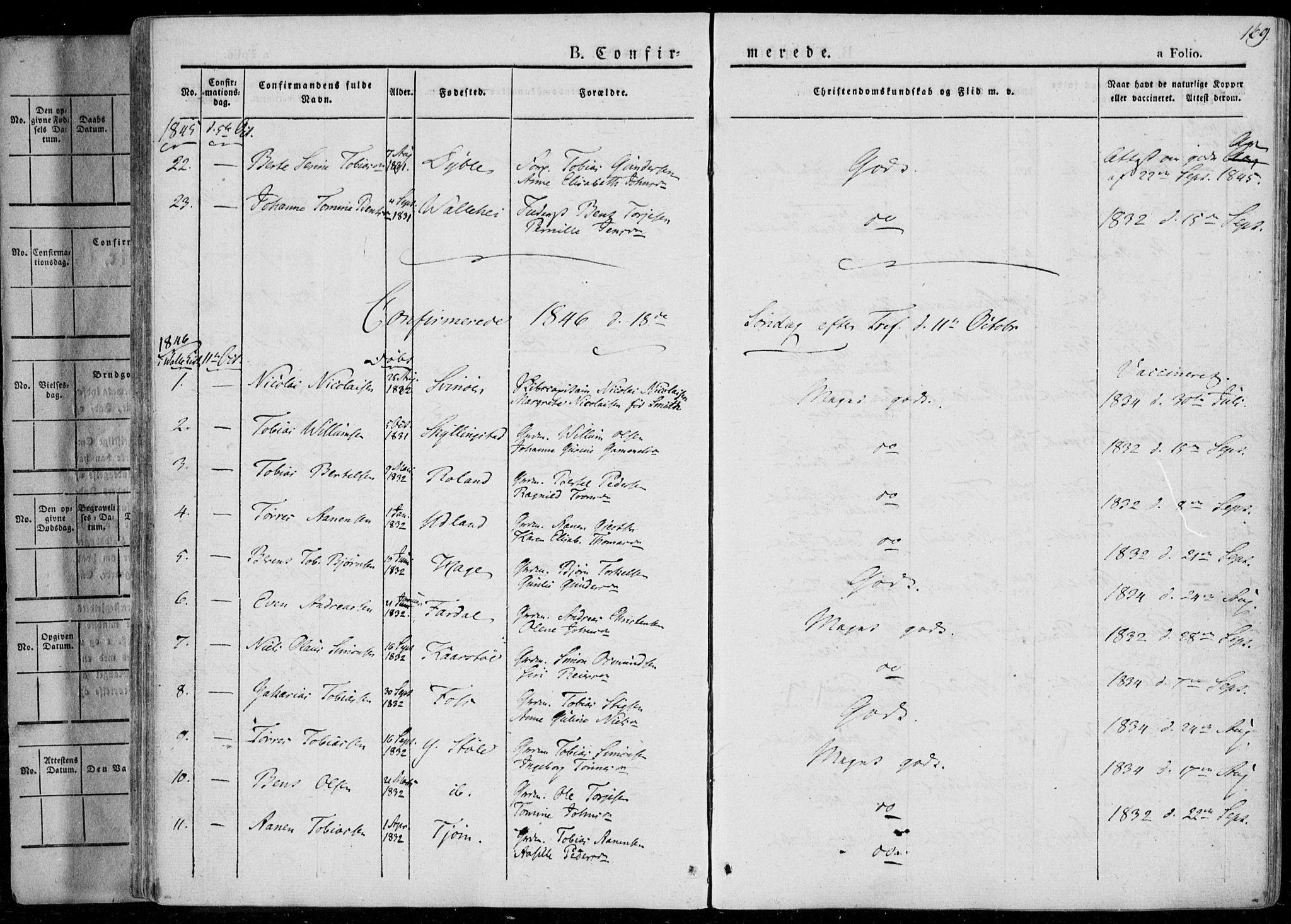 Sør-Audnedal sokneprestkontor, AV/SAK-1111-0039/F/Fa/Fab/L0006: Parish register (official) no. A 6, 1829-1855, p. 169