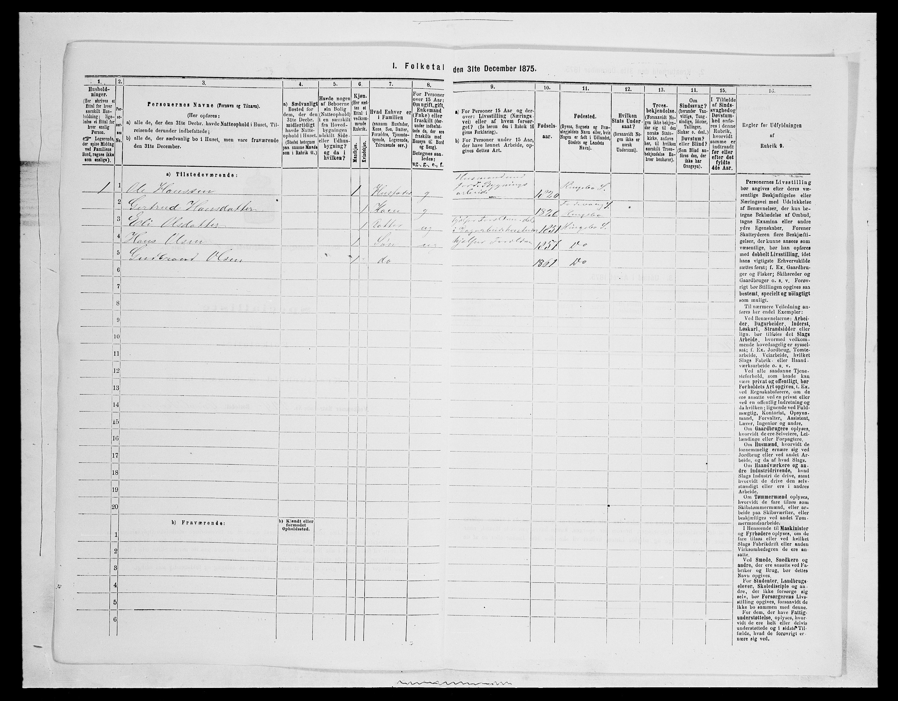 SAH, 1875 census for 0520P Ringebu, 1875, p. 1329
