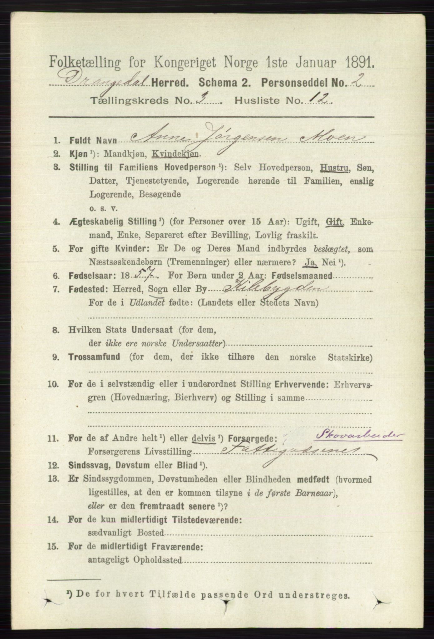 RA, 1891 census for 0817 Drangedal, 1891, p. 932