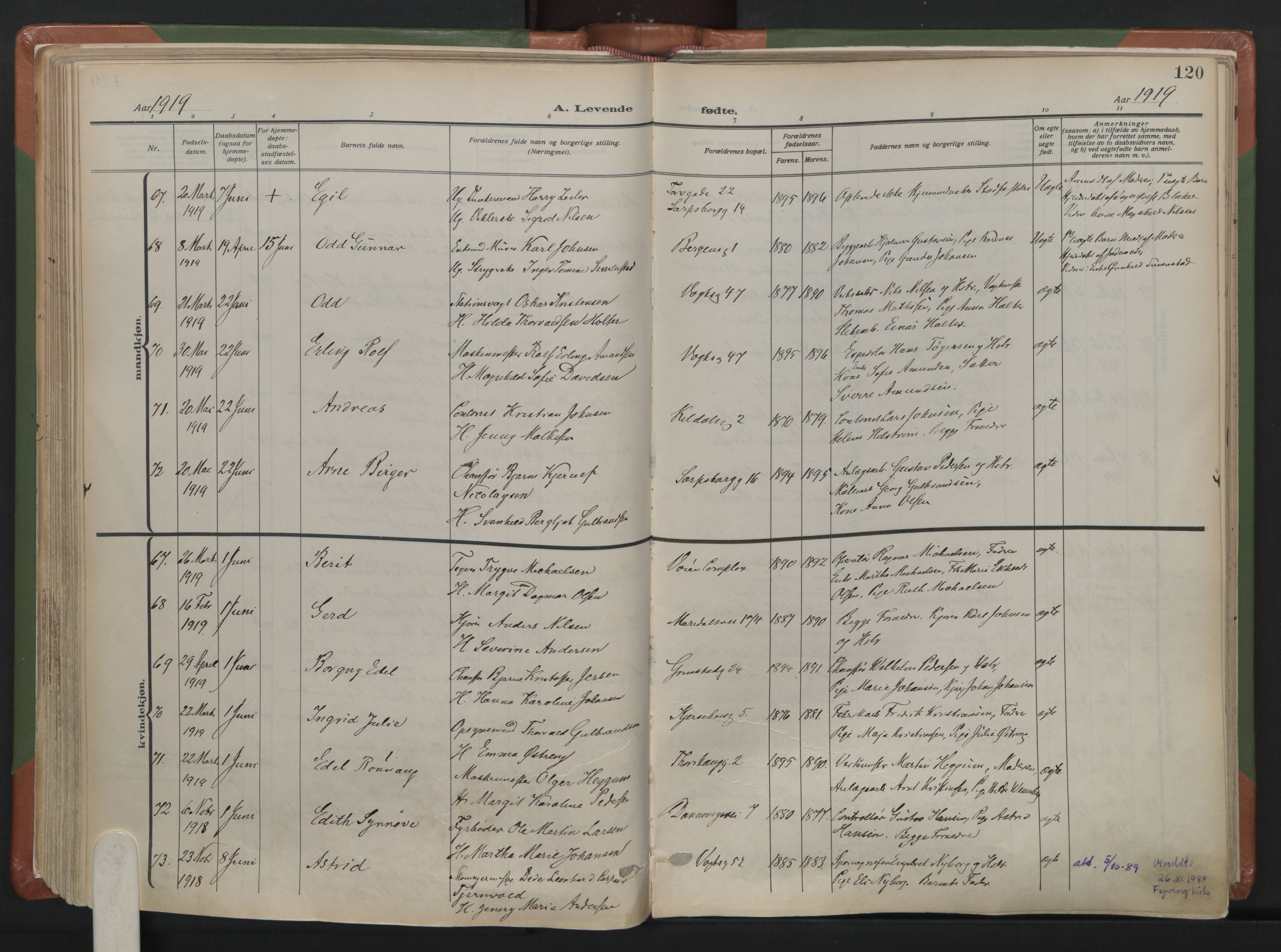 Sagene prestekontor Kirkebøker, AV/SAO-A-10796/F/L0010: Parish register (official) no. 10, 1915-1925, p. 120